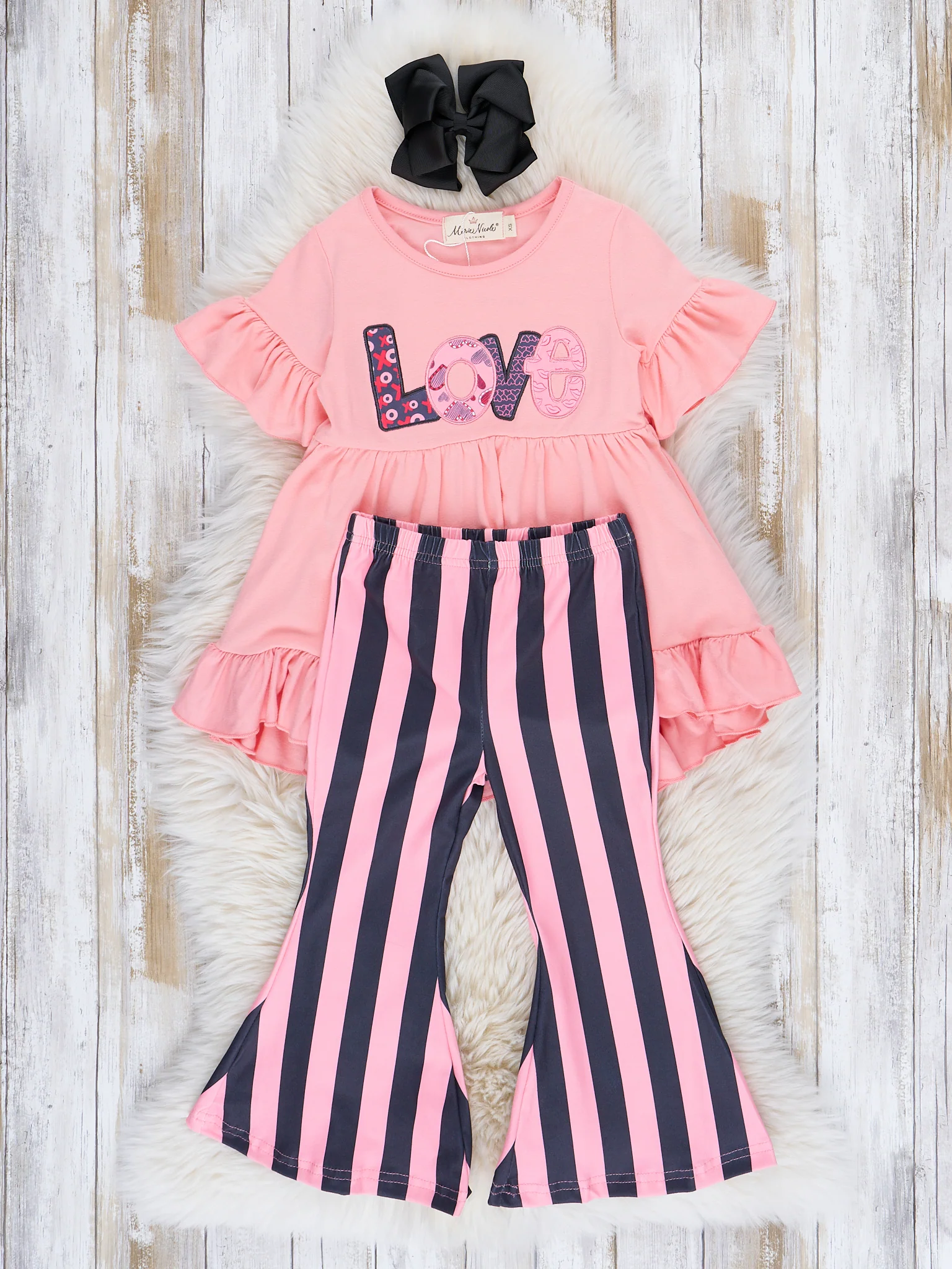 Coral Stripes "Love" Bell Bottom Outfit - Image 4