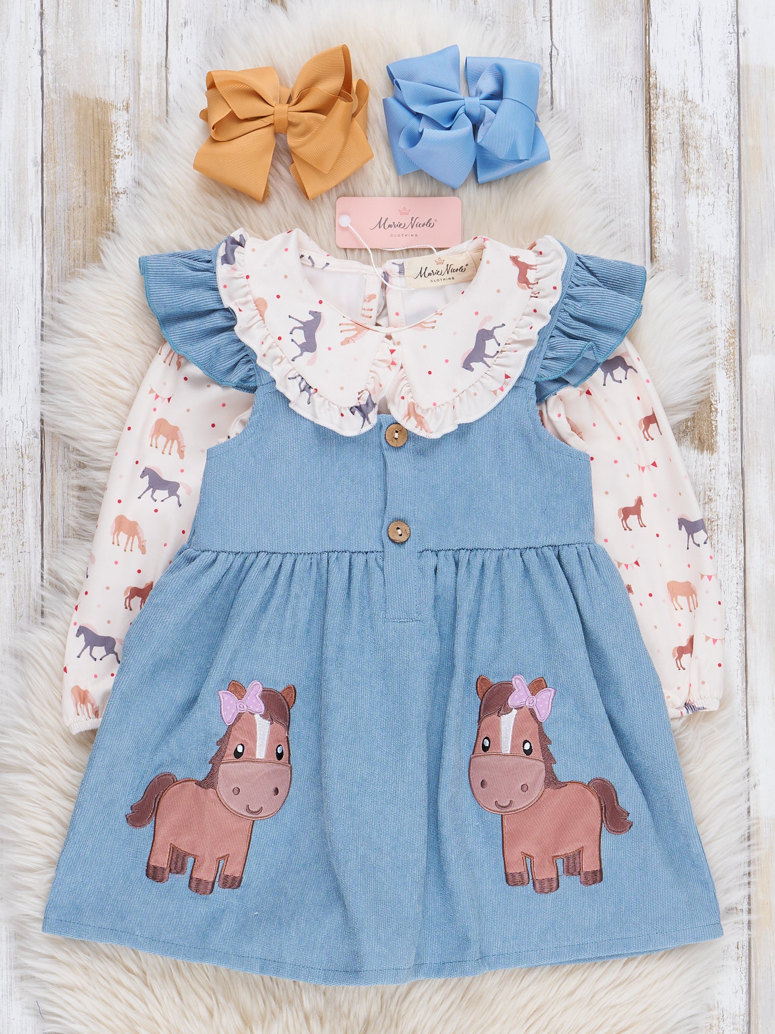 Corduroy Embroidered Little Pony Skirtall Set - Image 2