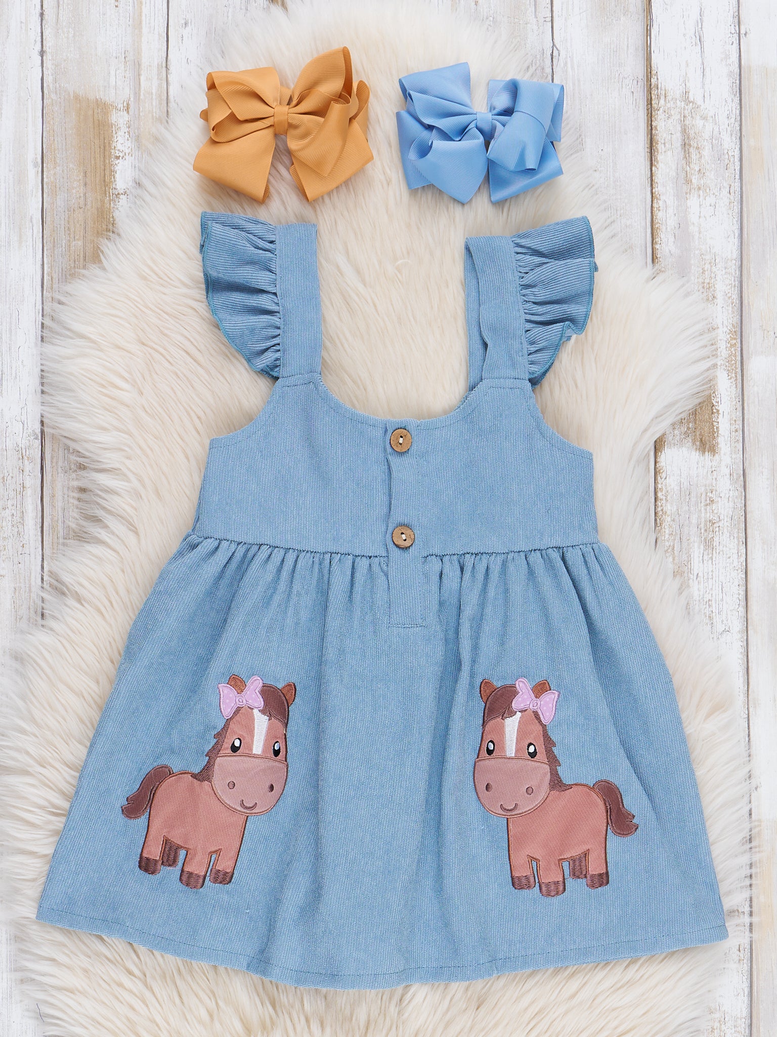 Corduroy Embroidered Little Pony Skirtall Set - Image 3