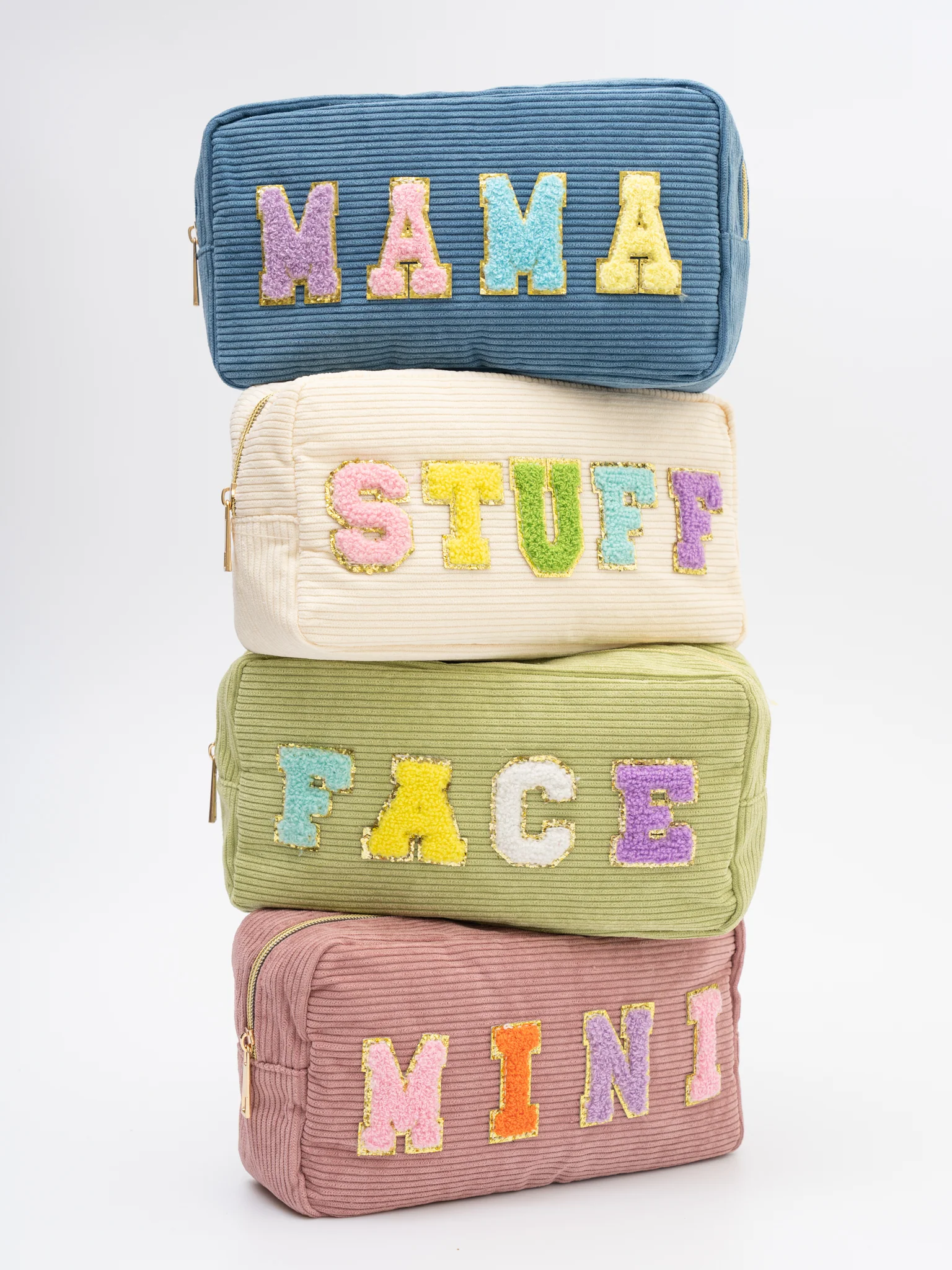 Corduroy Patch Zippered Pouch