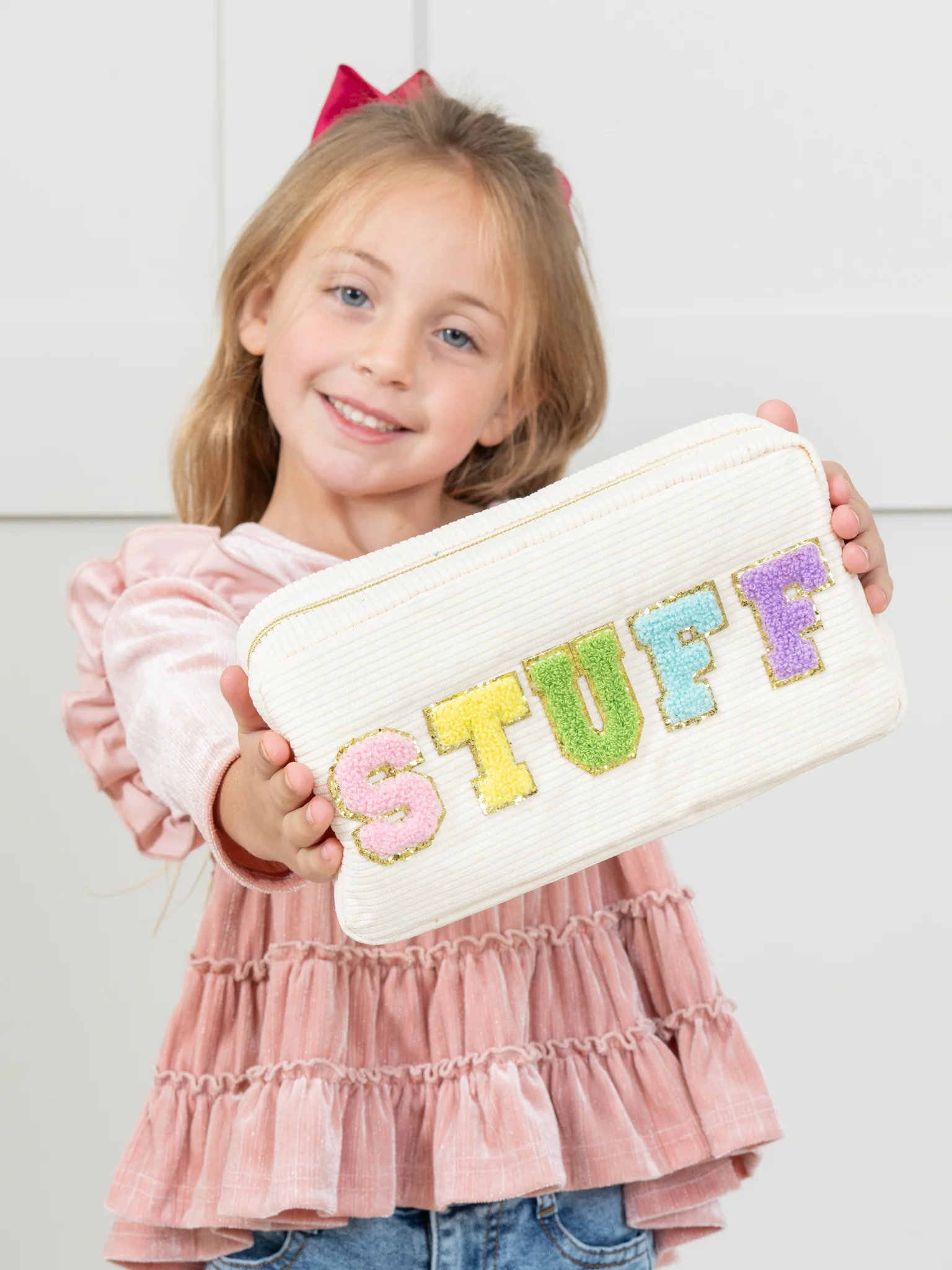 Corduroy Patch Zippered Pouch - Image 2