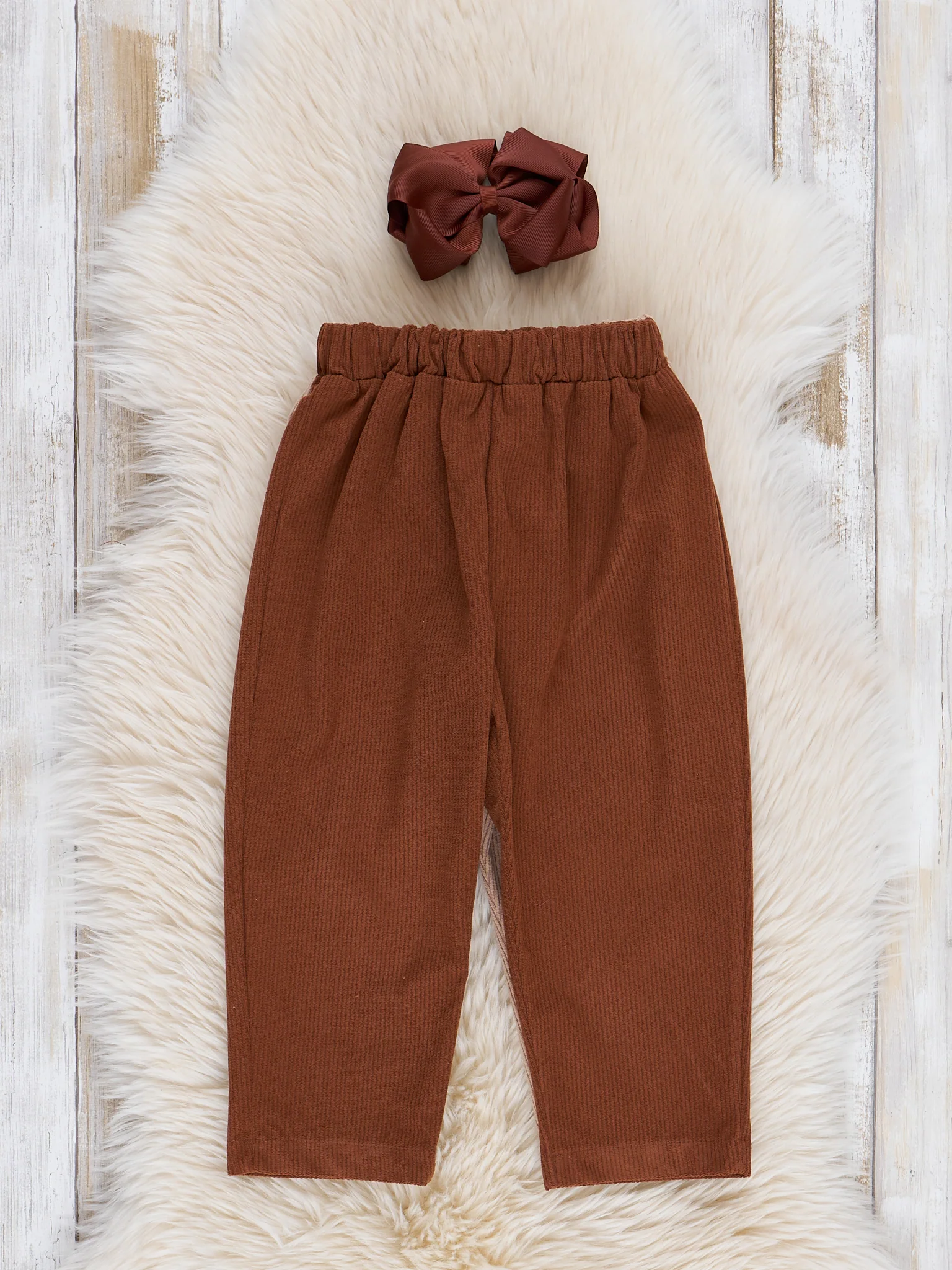 Corduroy Pull-On Pants - Brown - Image 2
