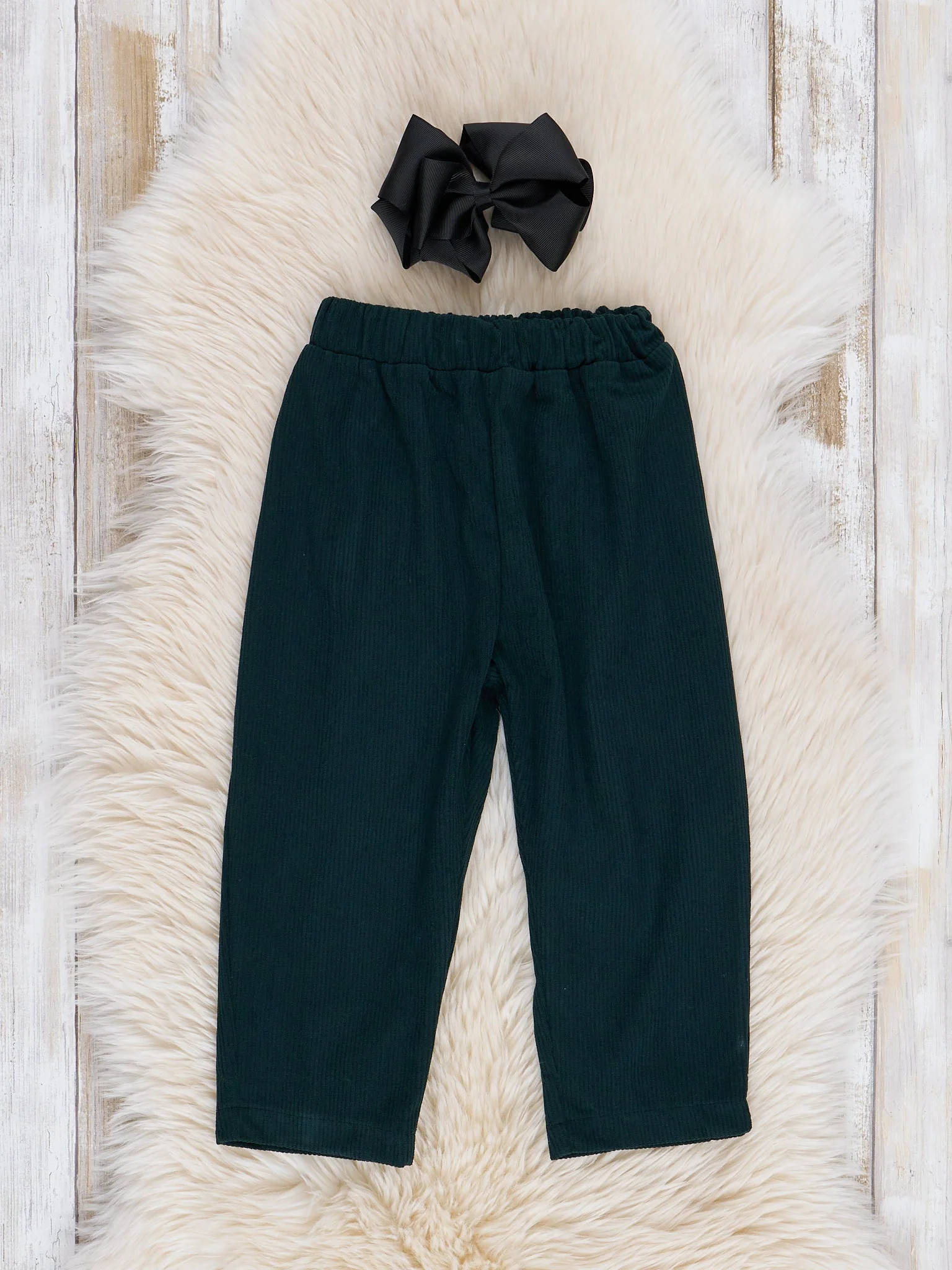 Corduroy Pull-On Pants - Dark Green - Image 2