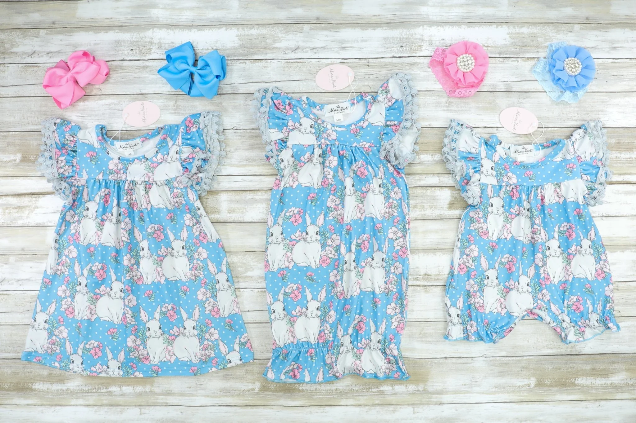 Cornflower Blue Bunny Ruffle Romper - Image 2