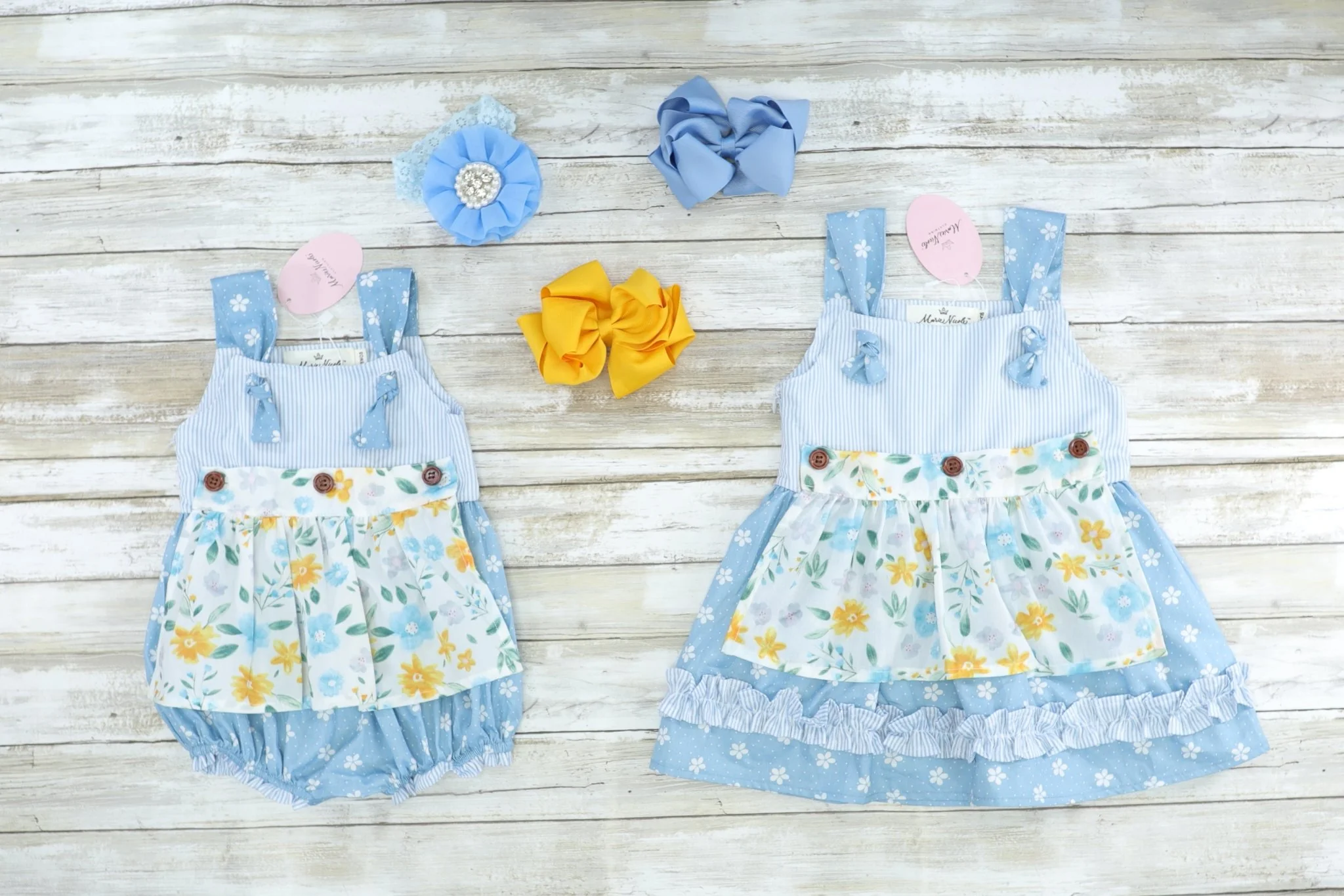 Cornflower Blue Floral Apron Dress - Image 4