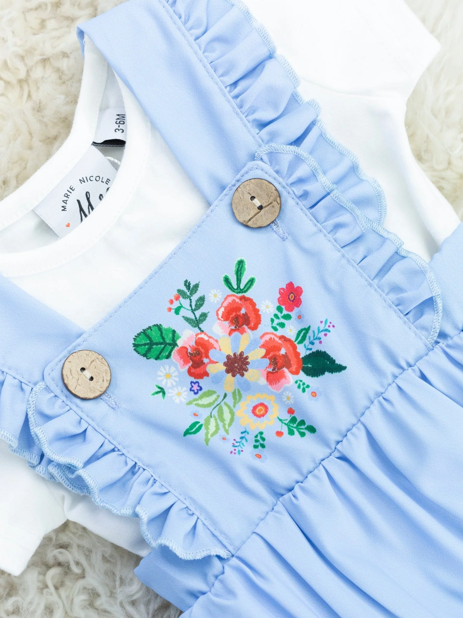 Cornflower Blue Floral Bubble Romper - Image 4