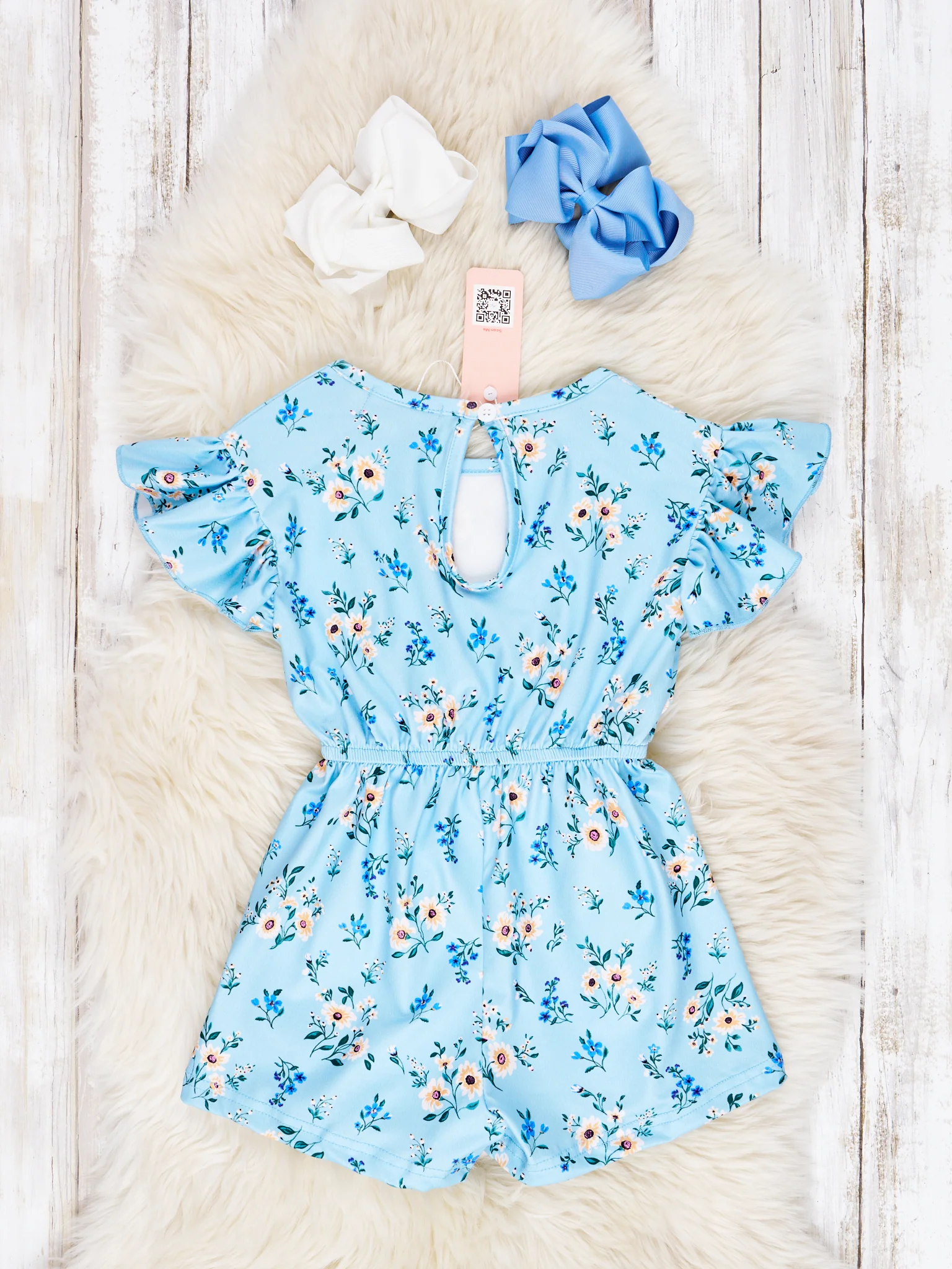 Cornflower Blue Floral Ruffle Jumpsuit - Image 2