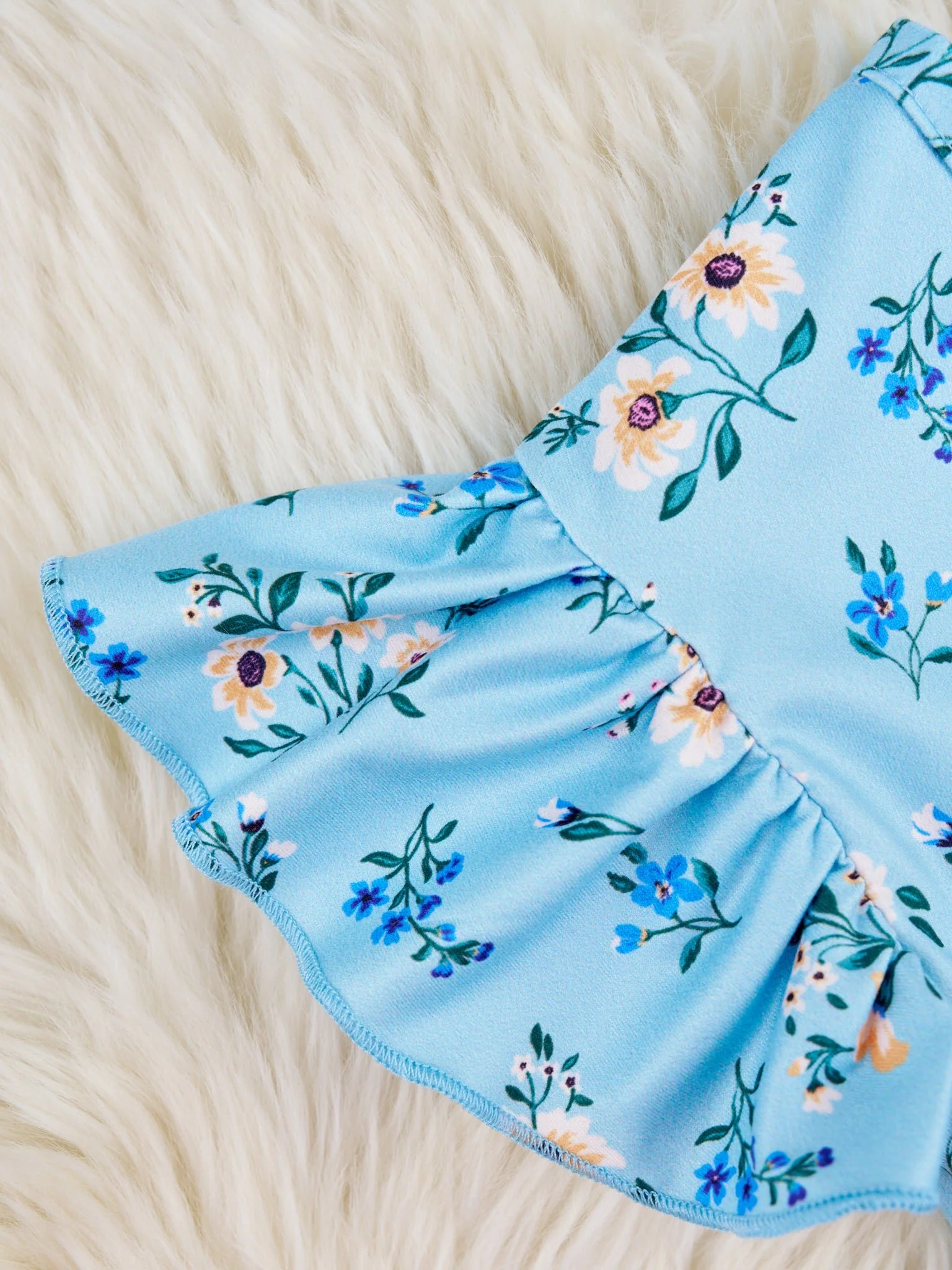 Cornflower Blue Floral Ruffle Jumpsuit - Image 3