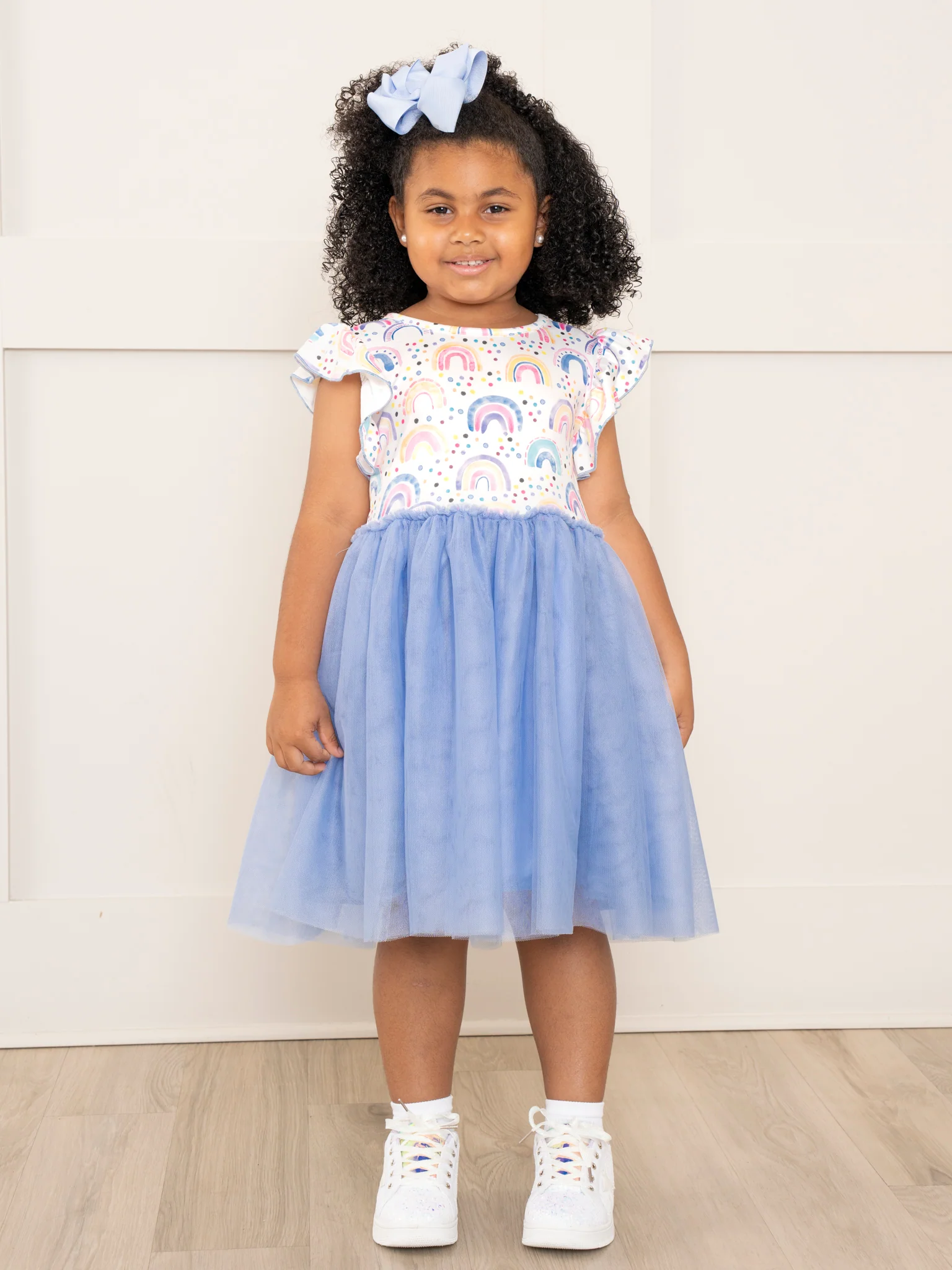 Cornflower Blue Rainbows Tulle Dress - Image 3