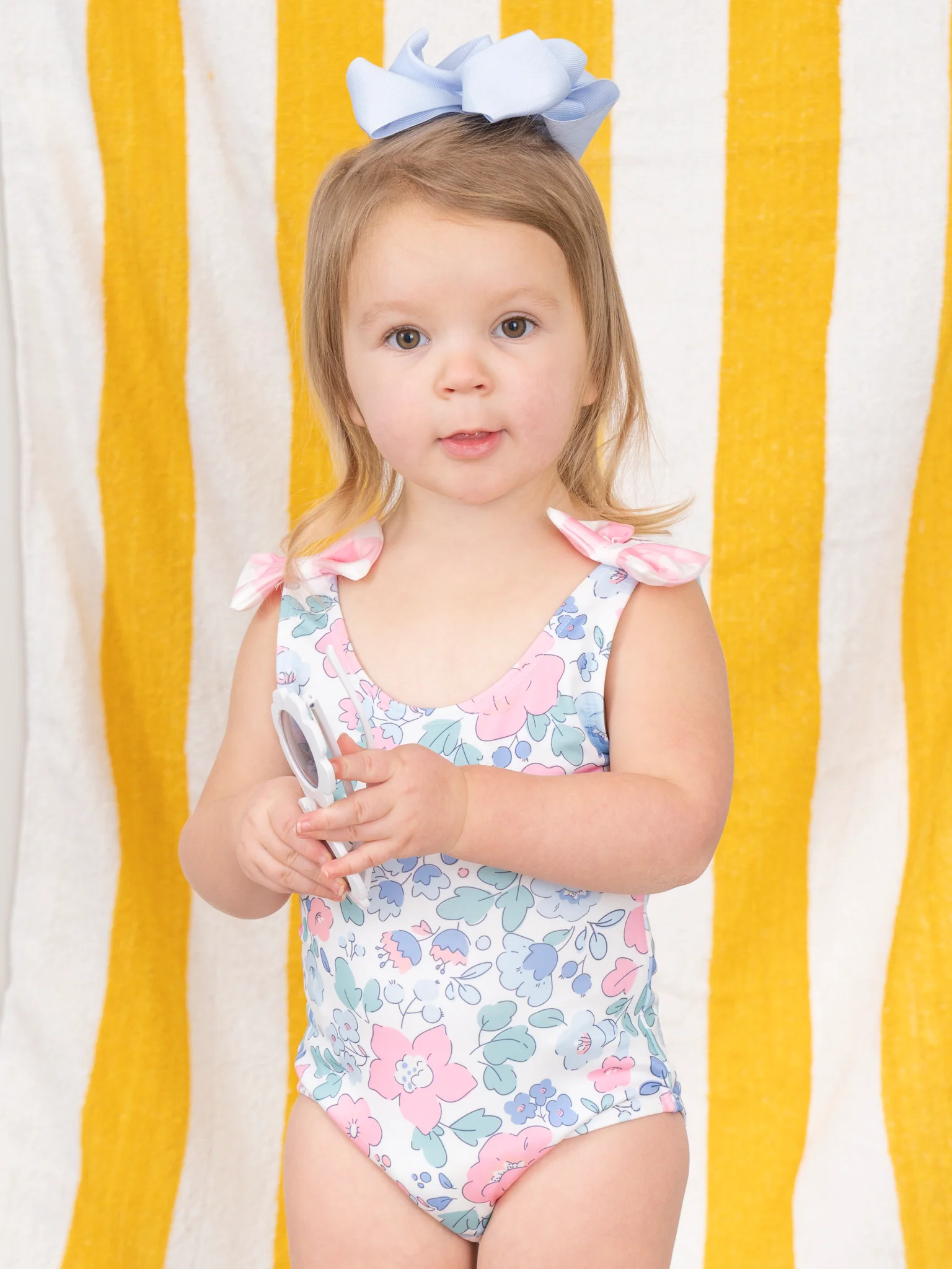 Cottage Floral & Gingham Bow Tie One Piece Swimsuit