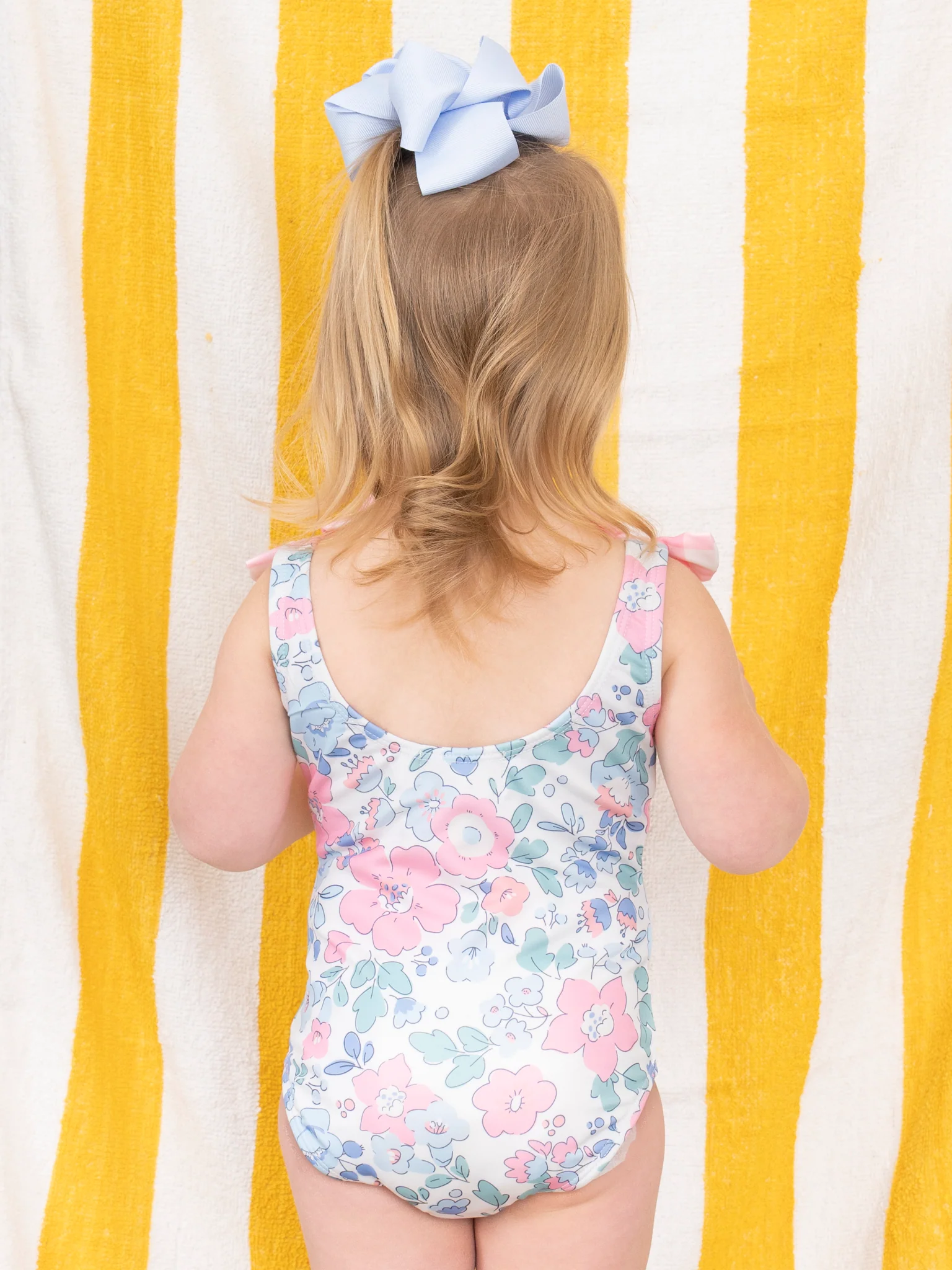 Cottage Floral & Gingham Bow Tie One Piece Swimsuit - Image 3
