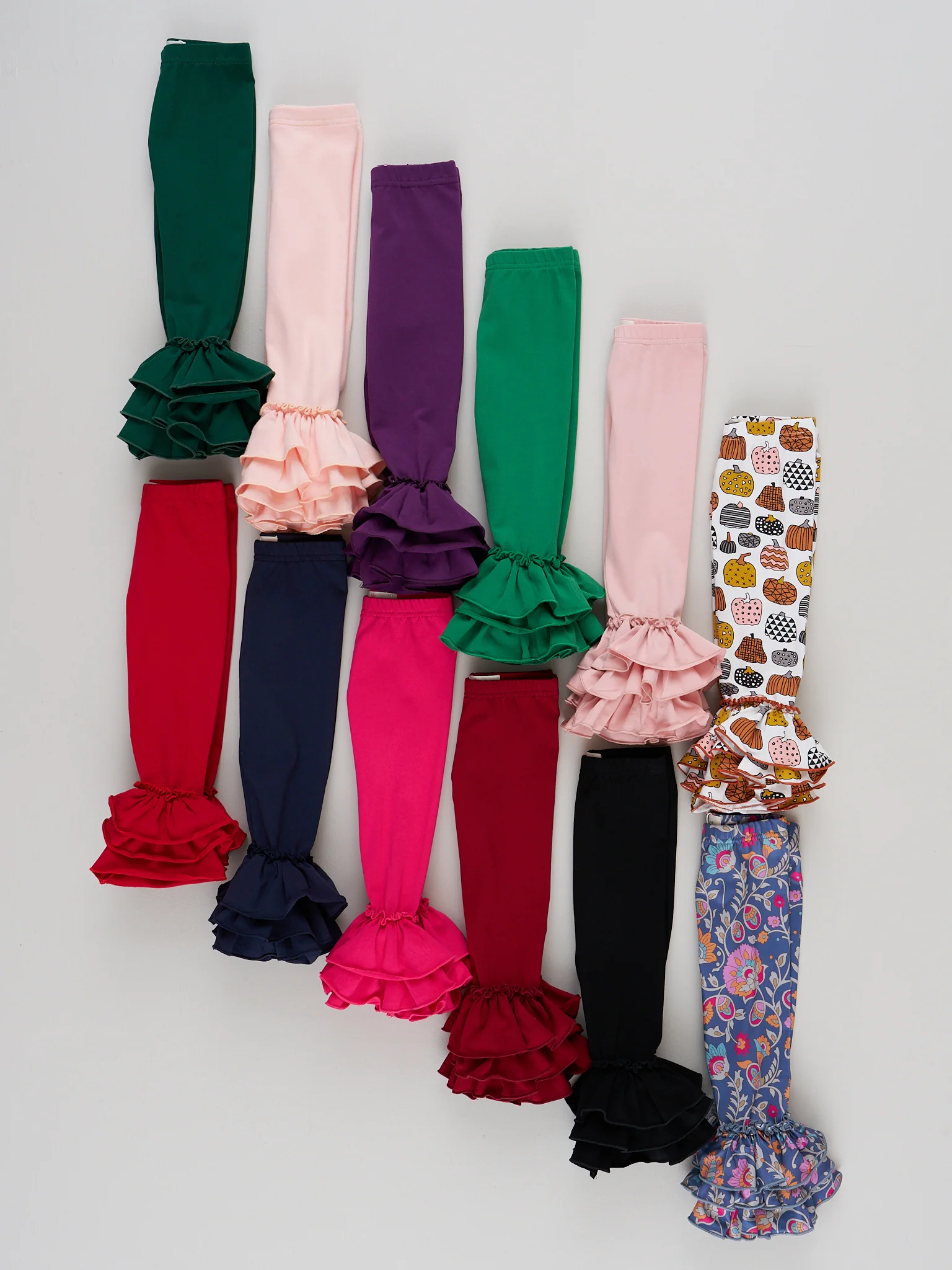 Cotton Bell Ruffle Leggings - Christmas Green - Image 2