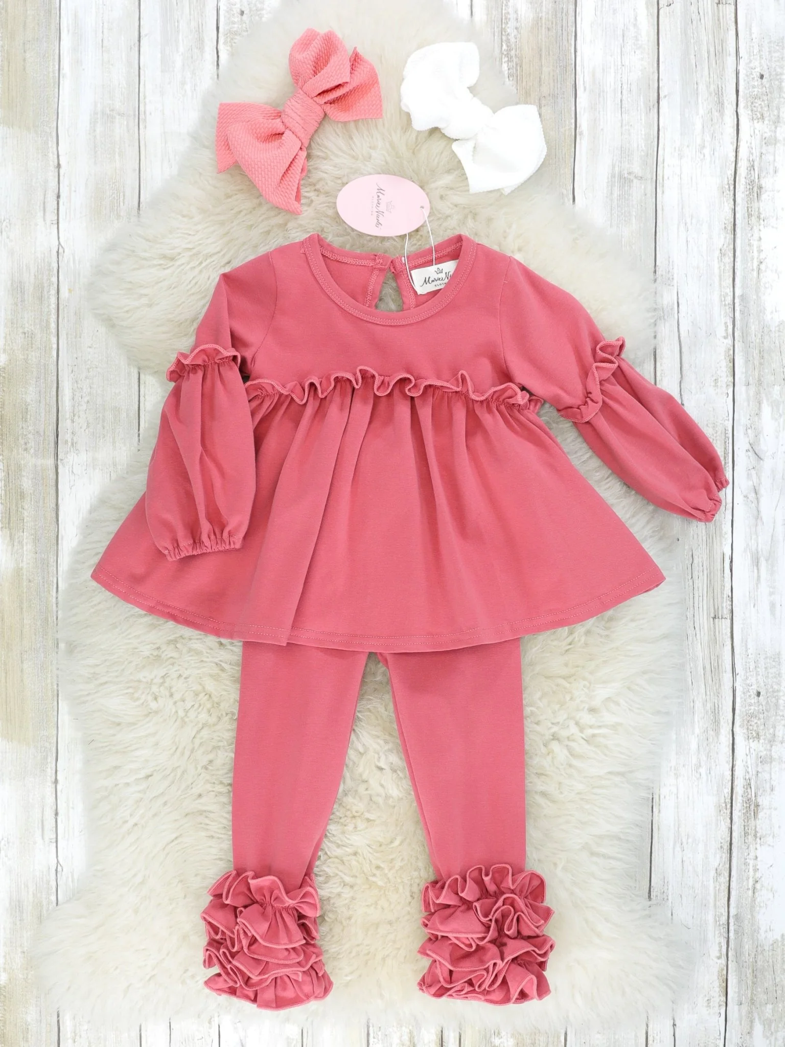 Cotton Icing Ruffle Leggings - Dusty Rose - Image 4