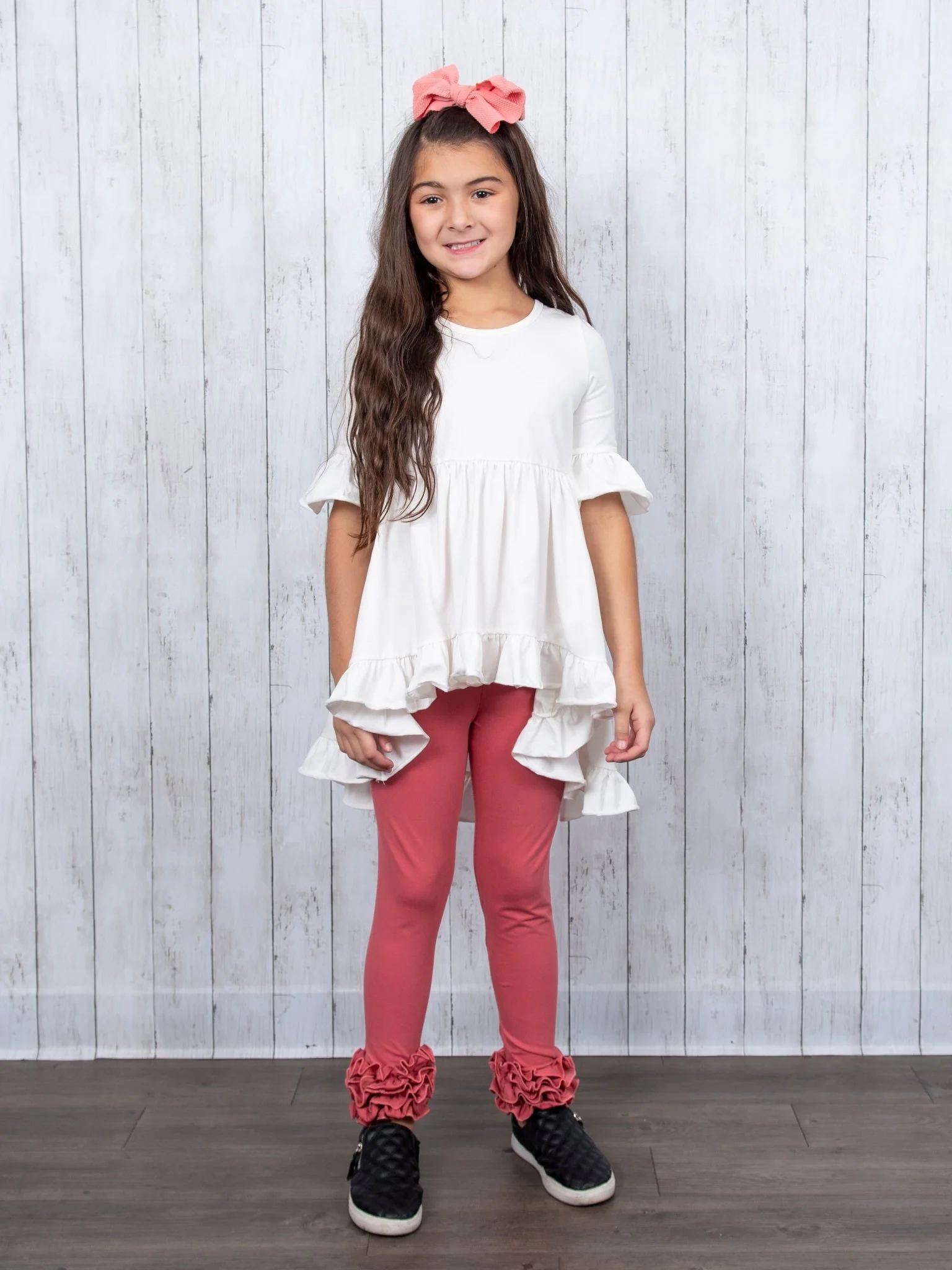 Cotton Icing Ruffle Leggings - Dusty Rose - Image 5