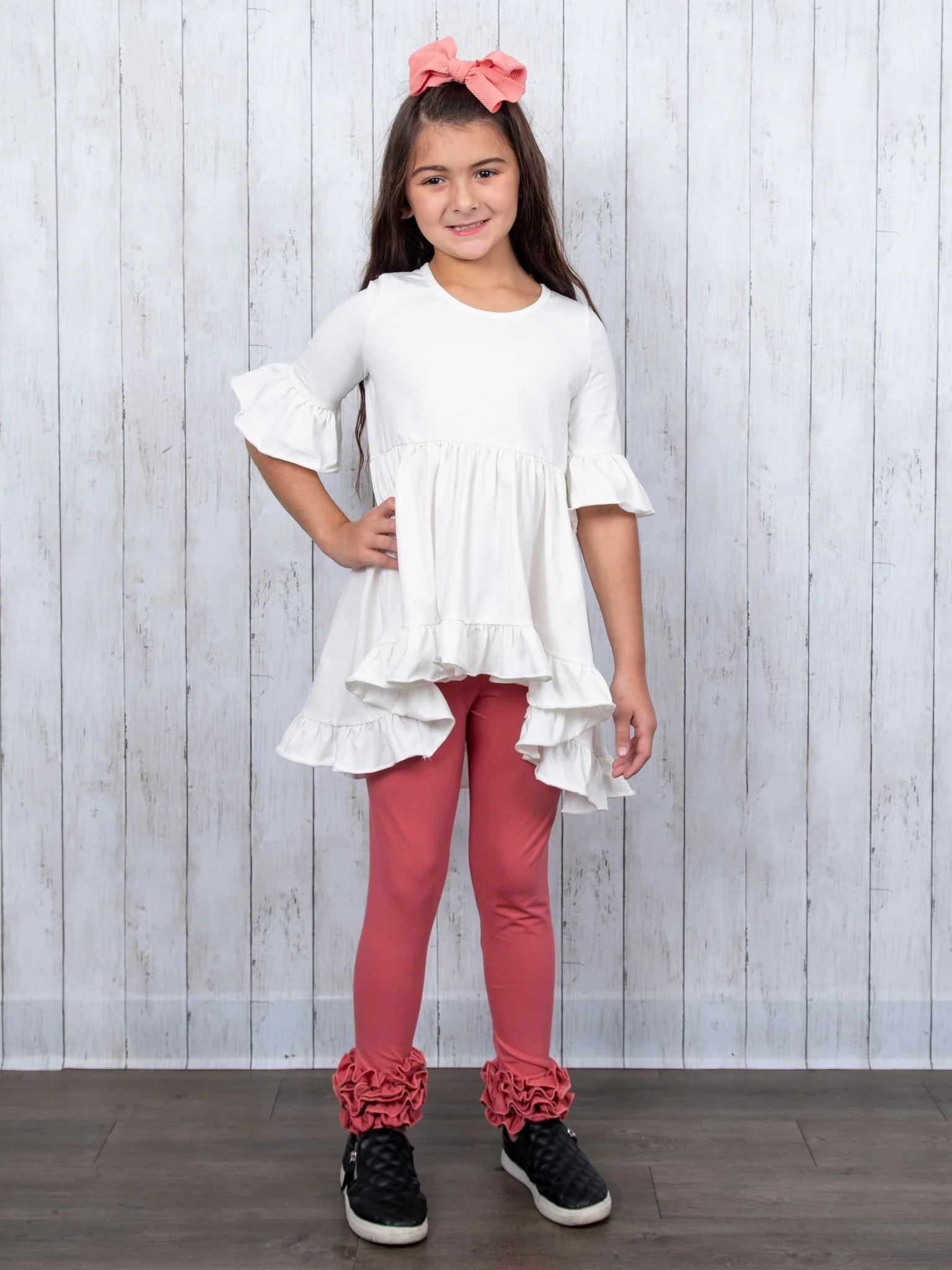 Cotton Icing Ruffle Leggings - Dusty Rose - Image 7