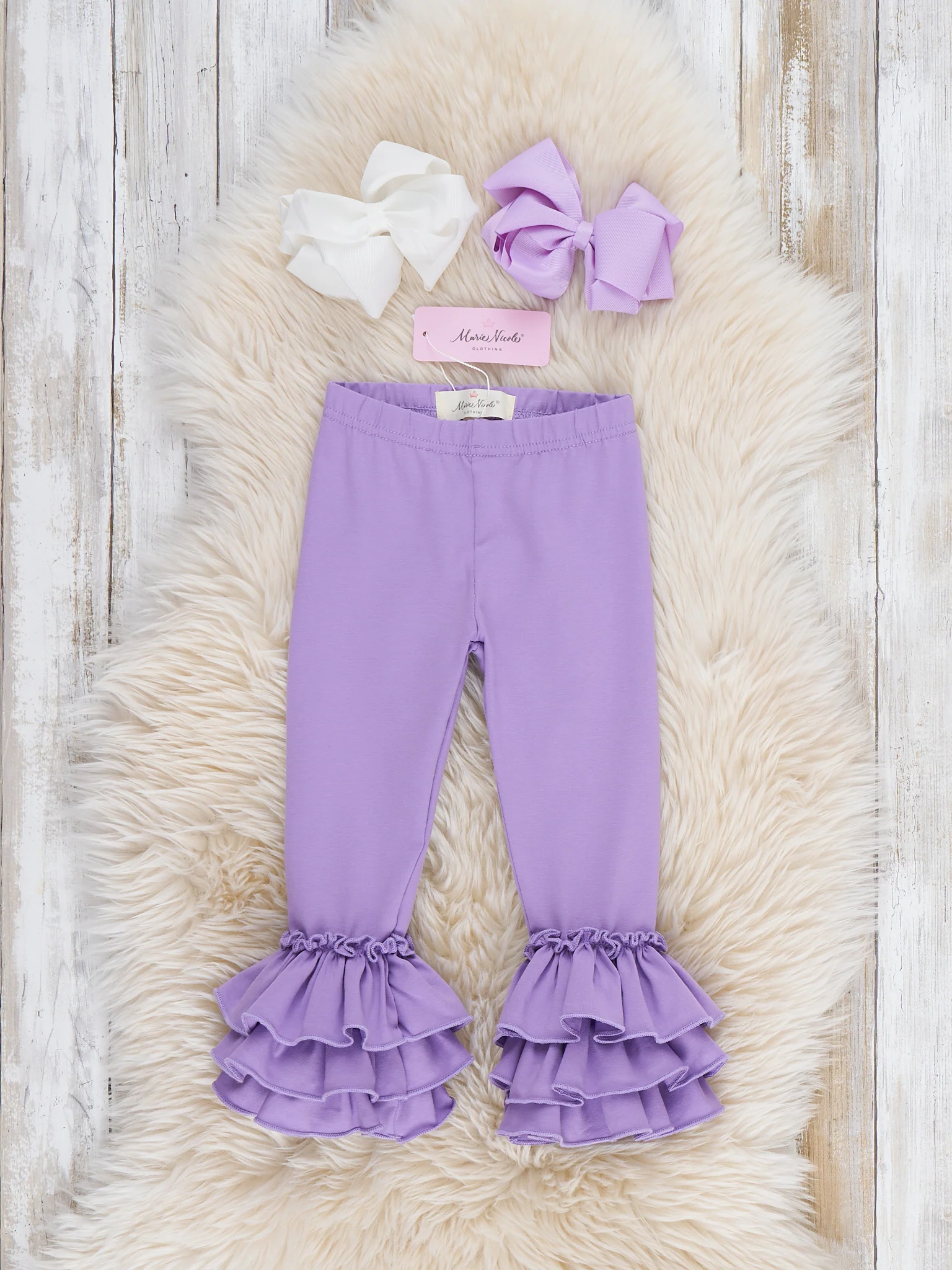 Cotton Bell Ruffle Leggings - Lavender