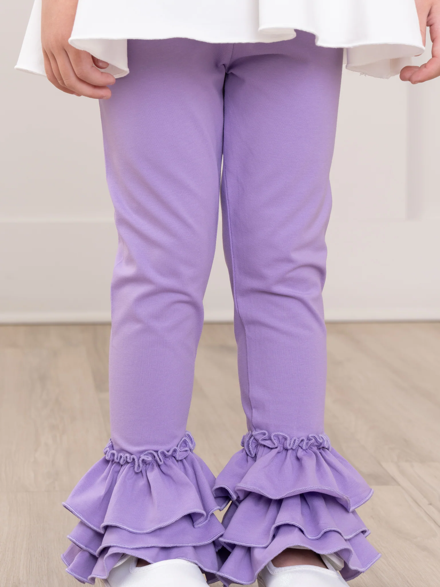 Cotton Bell Ruffle Leggings - Lavender - Image 2