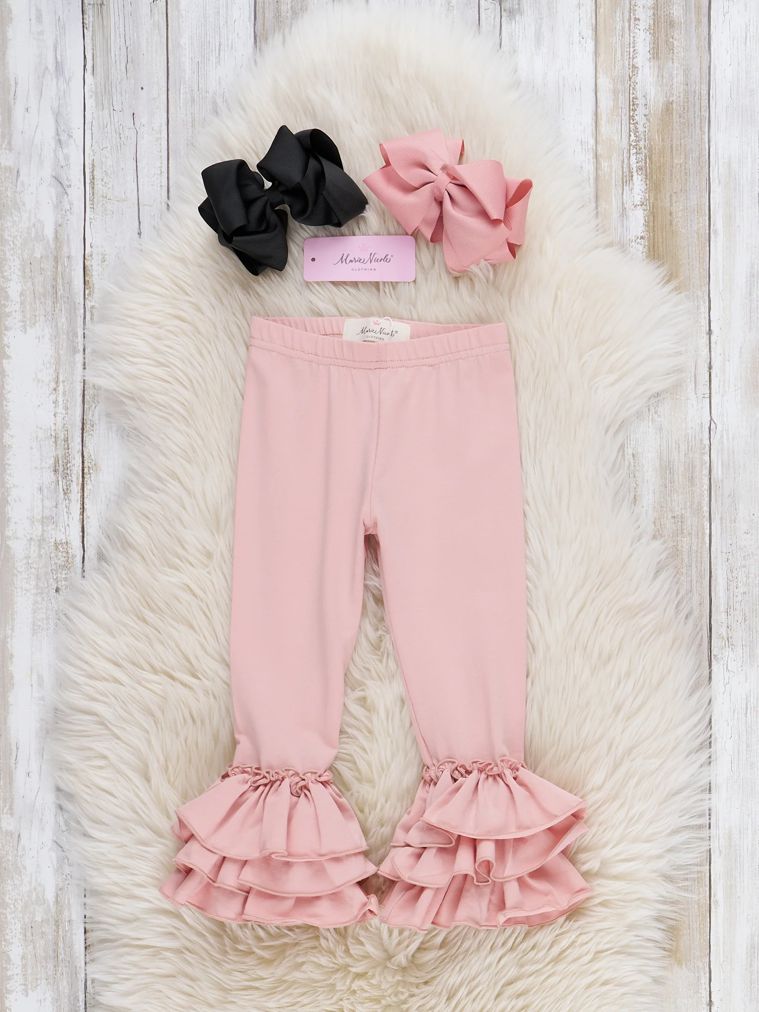 Cotton Bell Ruffle Leggings - Mauve Pink