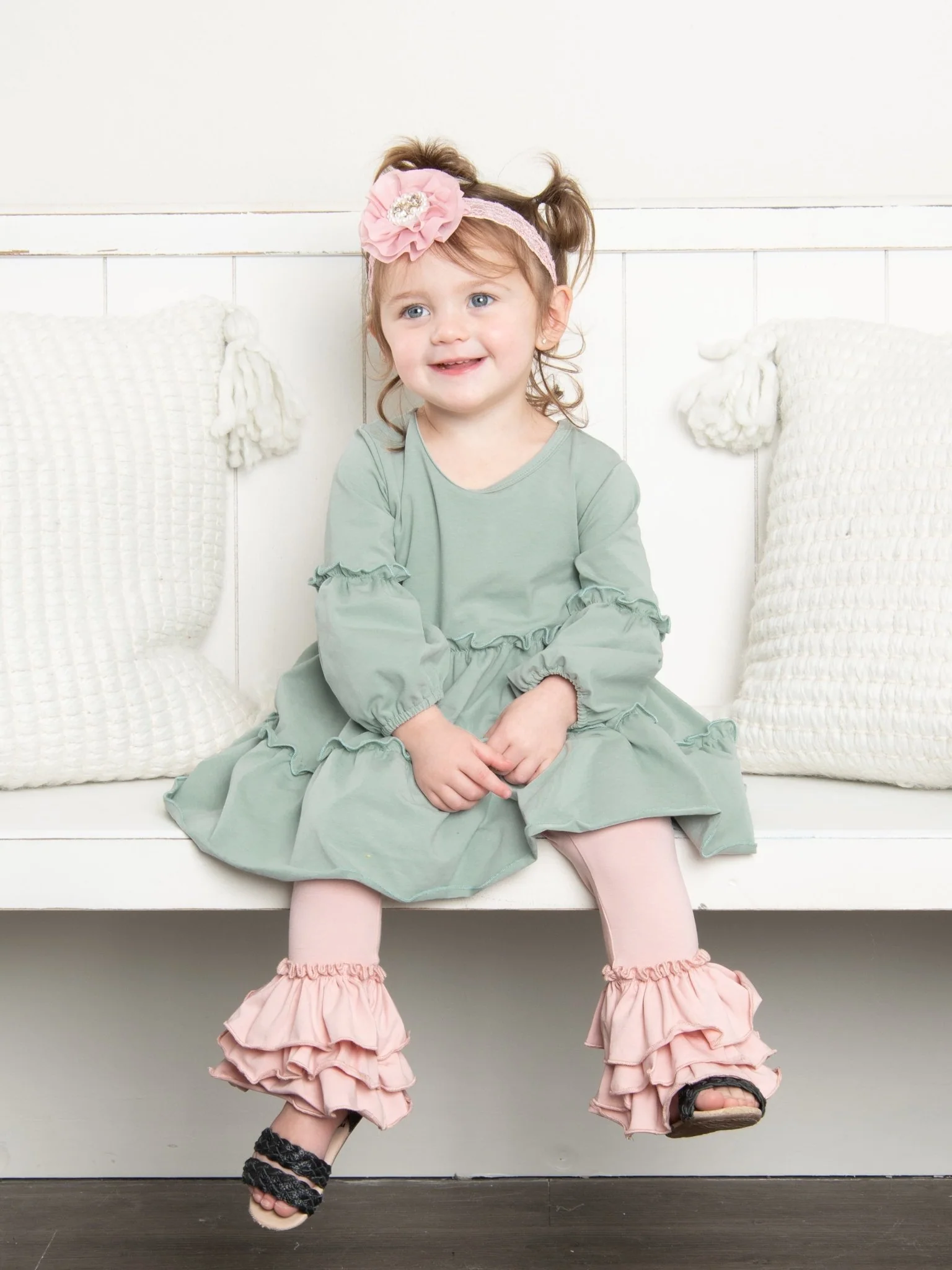 Cotton Bell Ruffle Leggings - Mauve Pink - Image 5