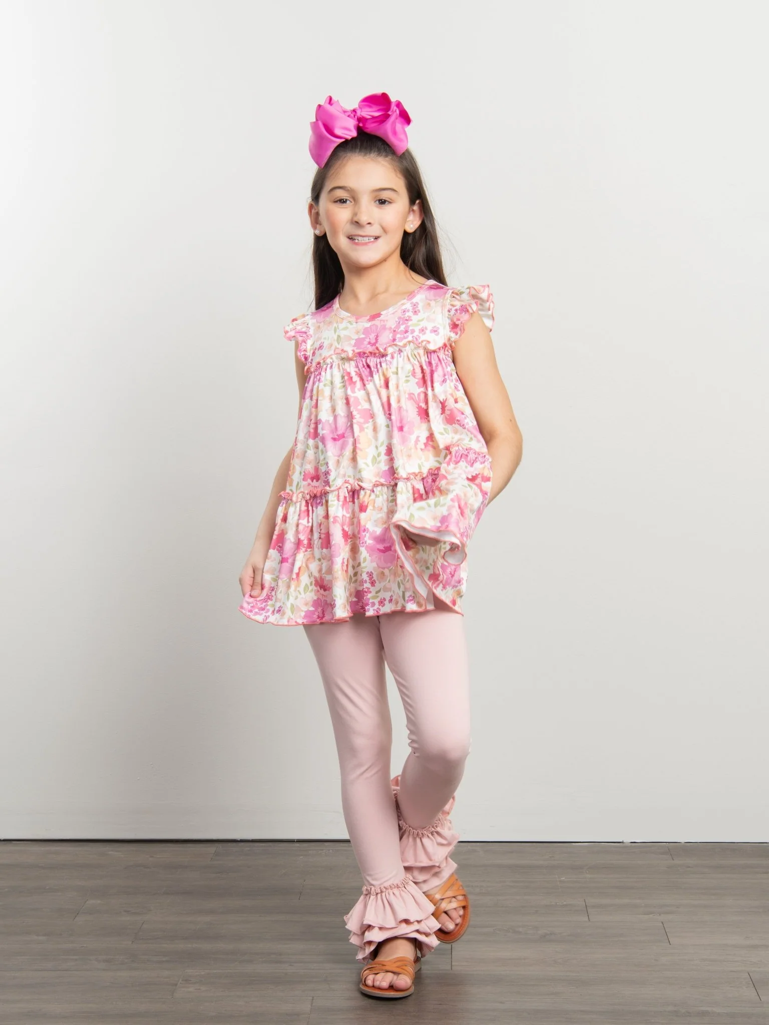 Cotton Bell Ruffle Leggings - Mauve Pink - Image 7