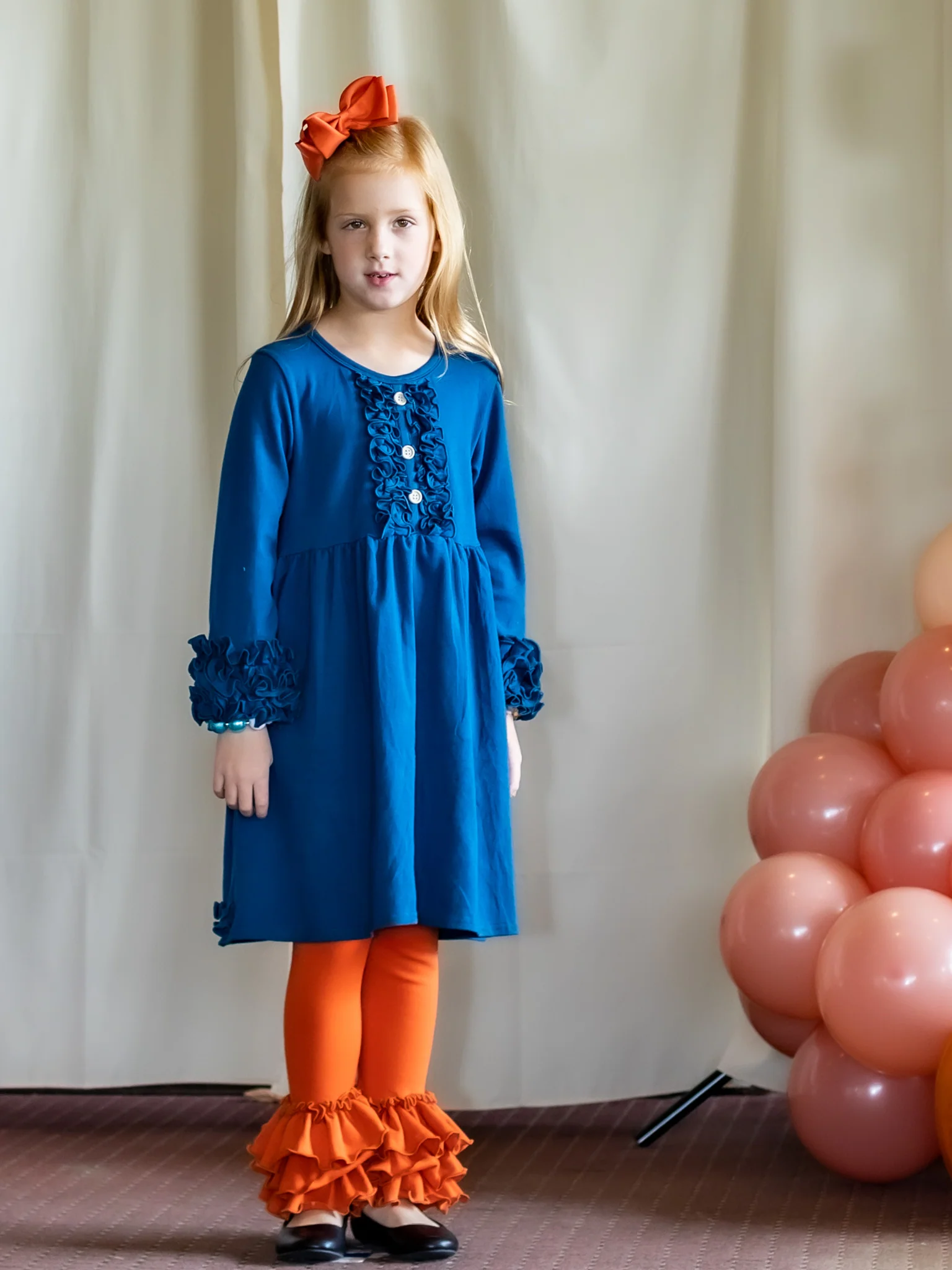 Cotton Bell Ruffle Leggings - Pumpkin Spice - Image 5