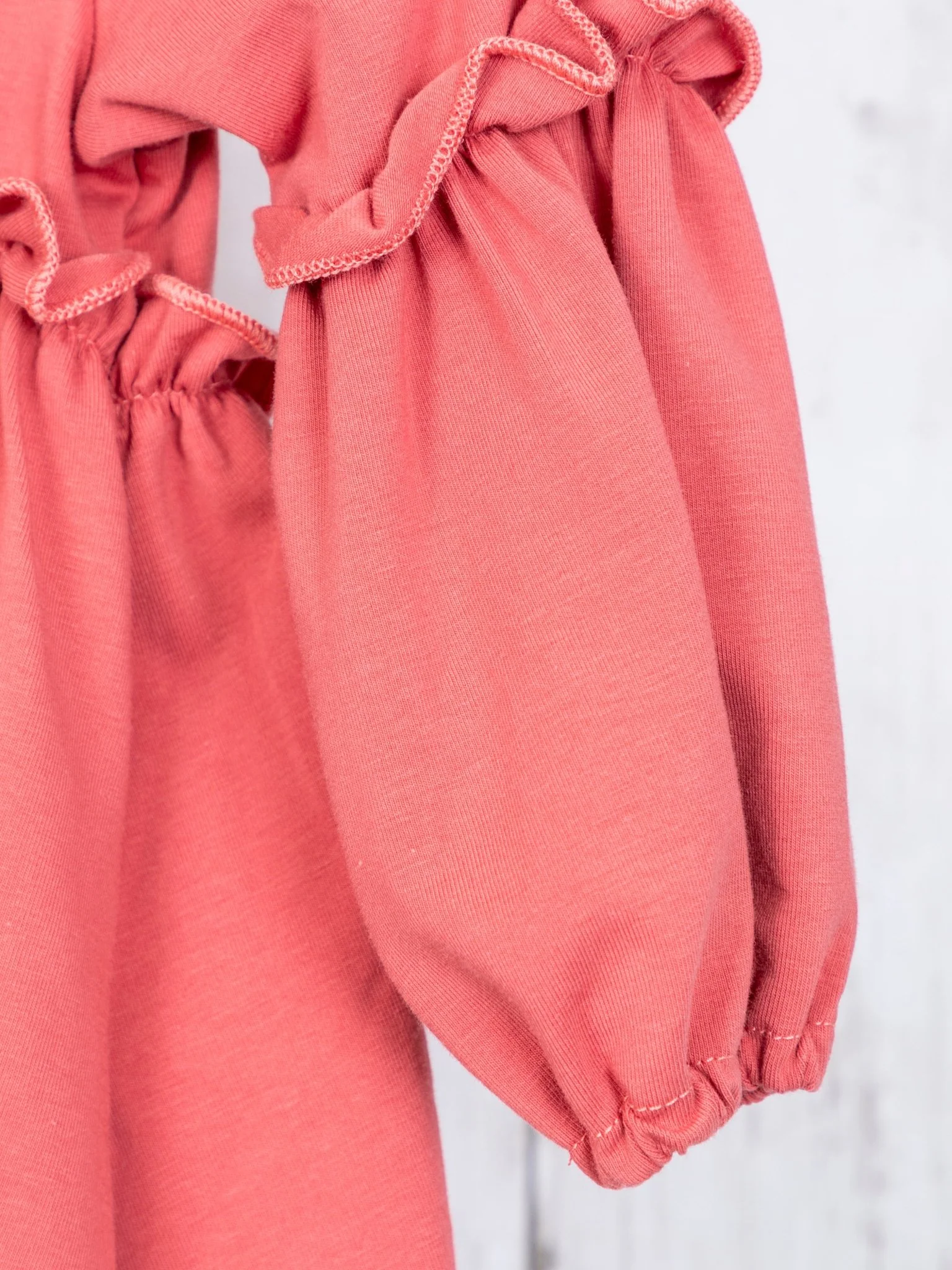 Cotton Puff Sleeve Ruffle Tunic - Multiple Colors - Image 6