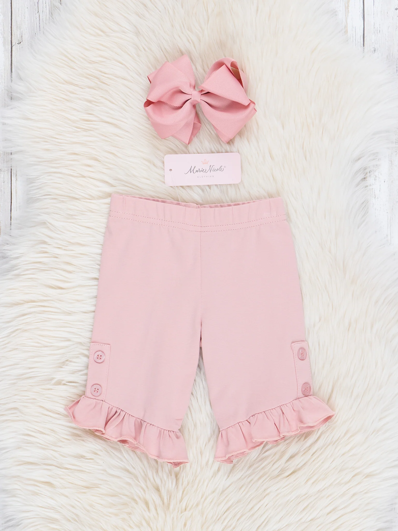Cotton Button Ruffle Shorts - Mauve