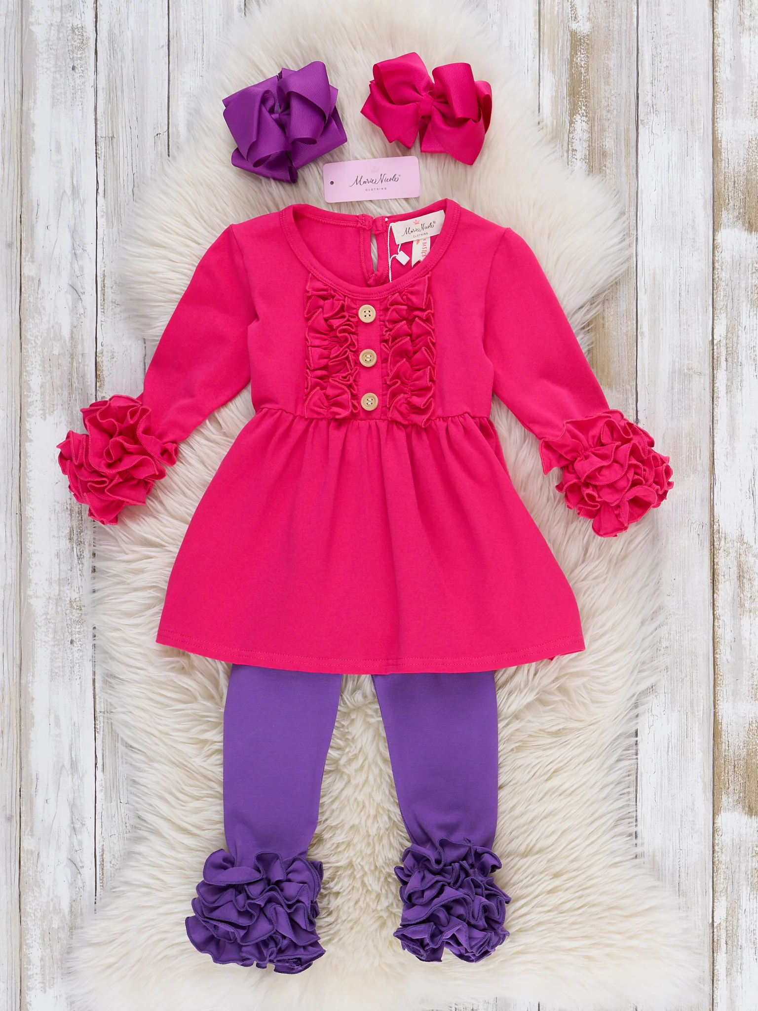 Cotton Icing Ruffle Leggings - Eggplant Purple - Image 3