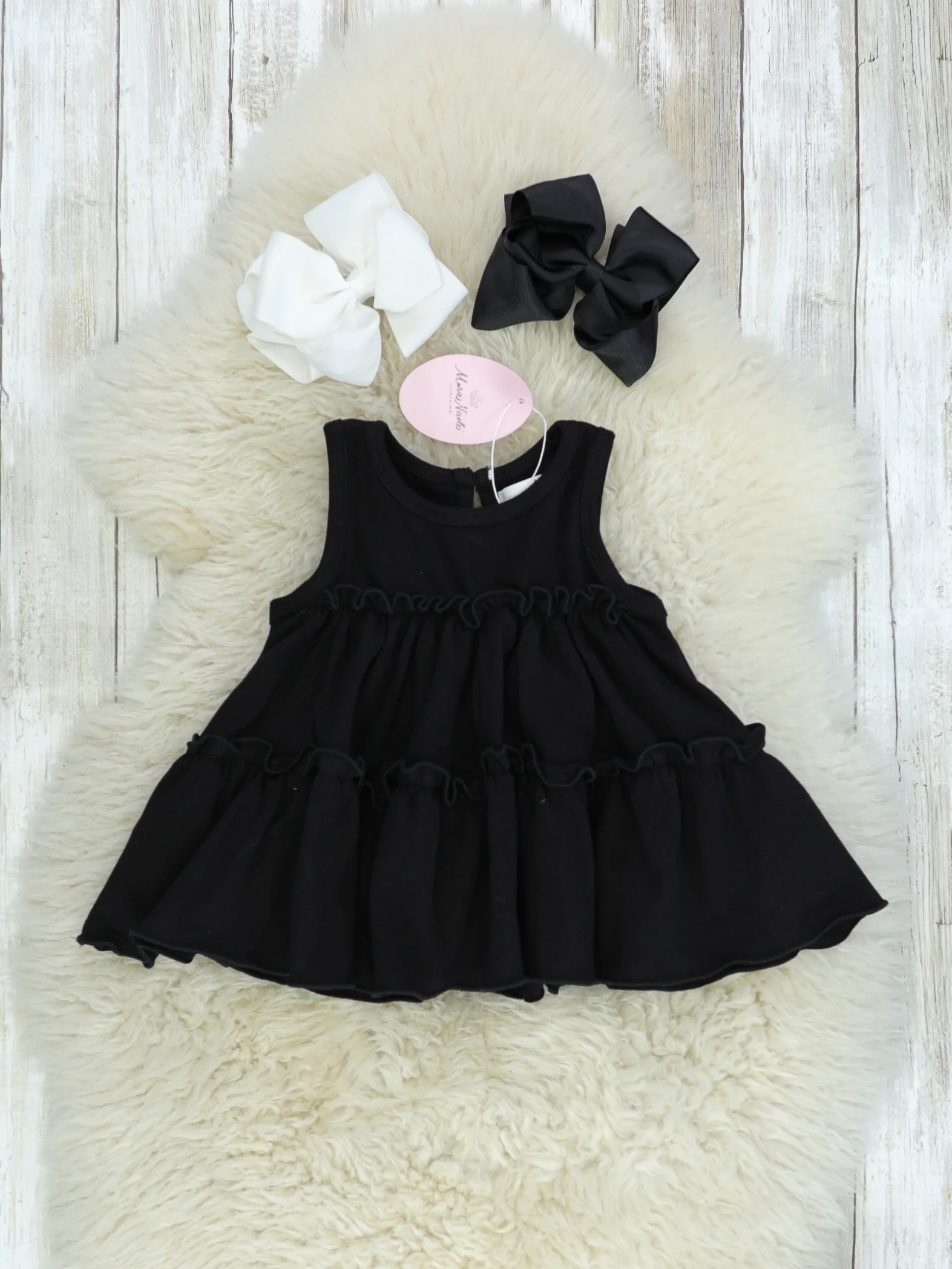 Cotton Swing Ruffle Tank - Black