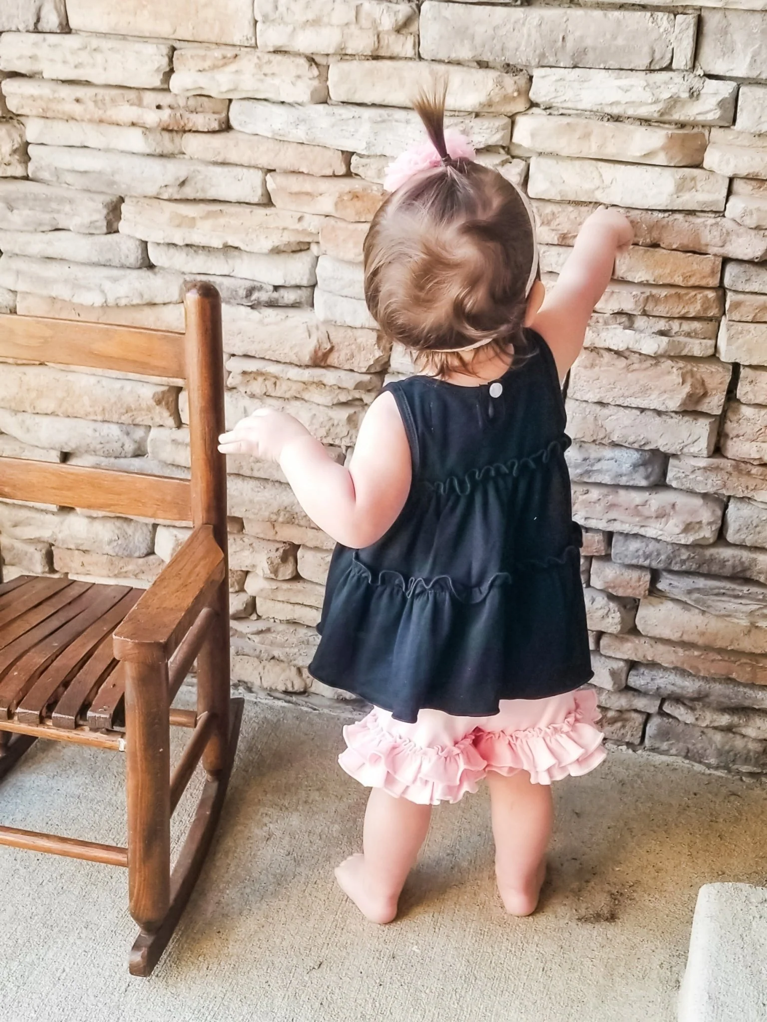 Cotton Swing Ruffle Tank - Black - Image 2