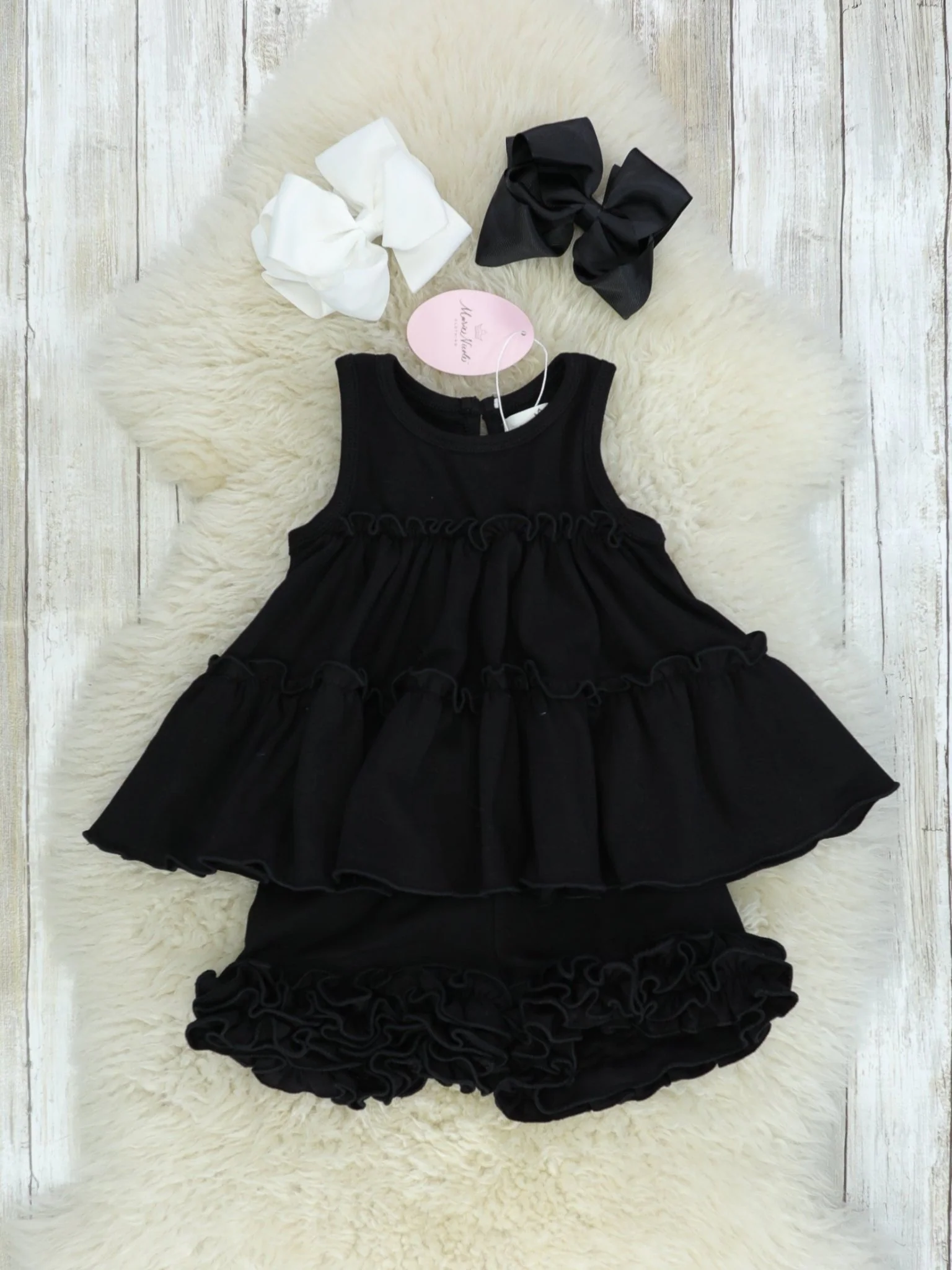 Cotton Swing Ruffle Tank - Black - Image 4
