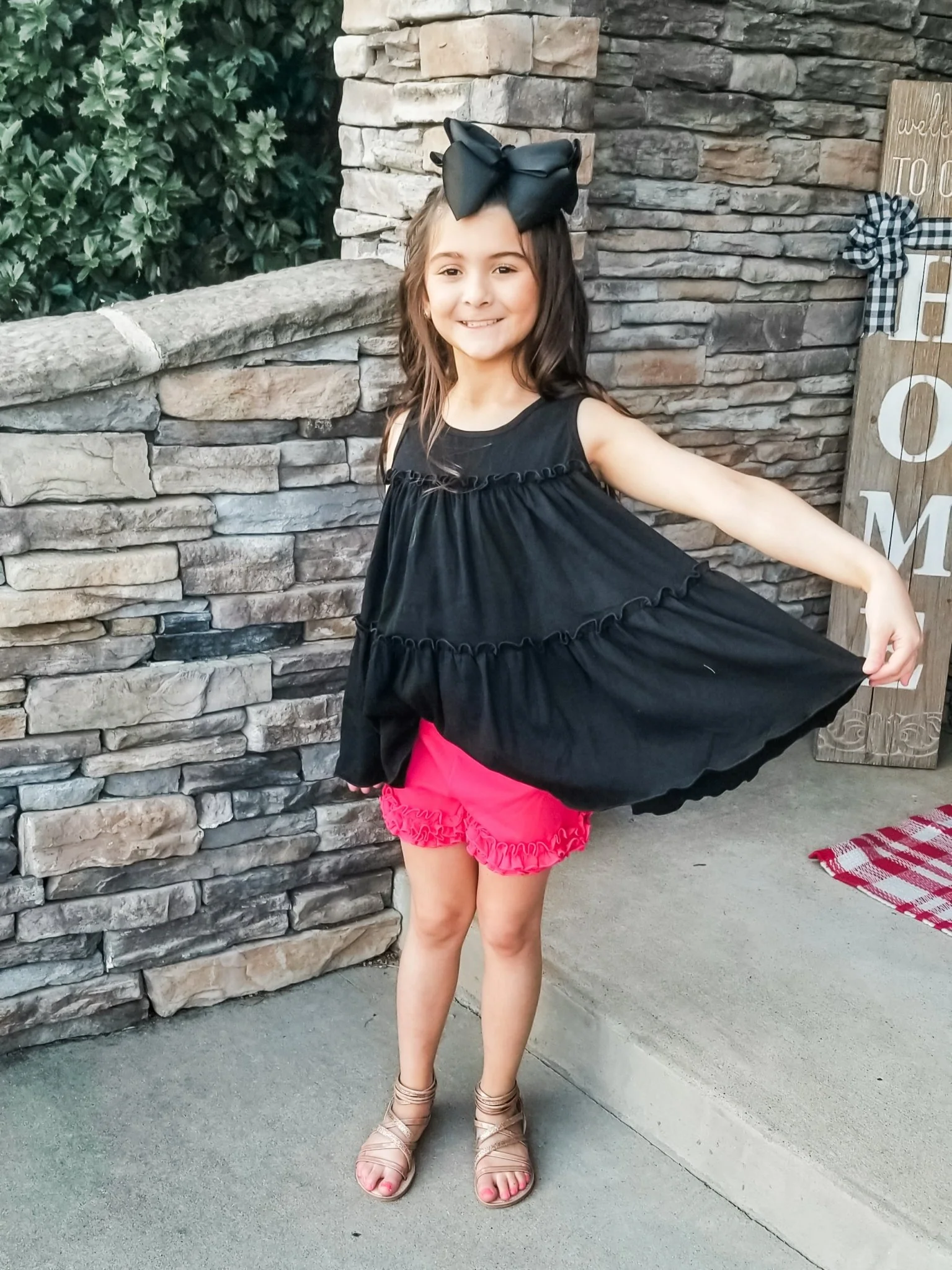 Cotton Swing Ruffle Tank - Black - Image 7