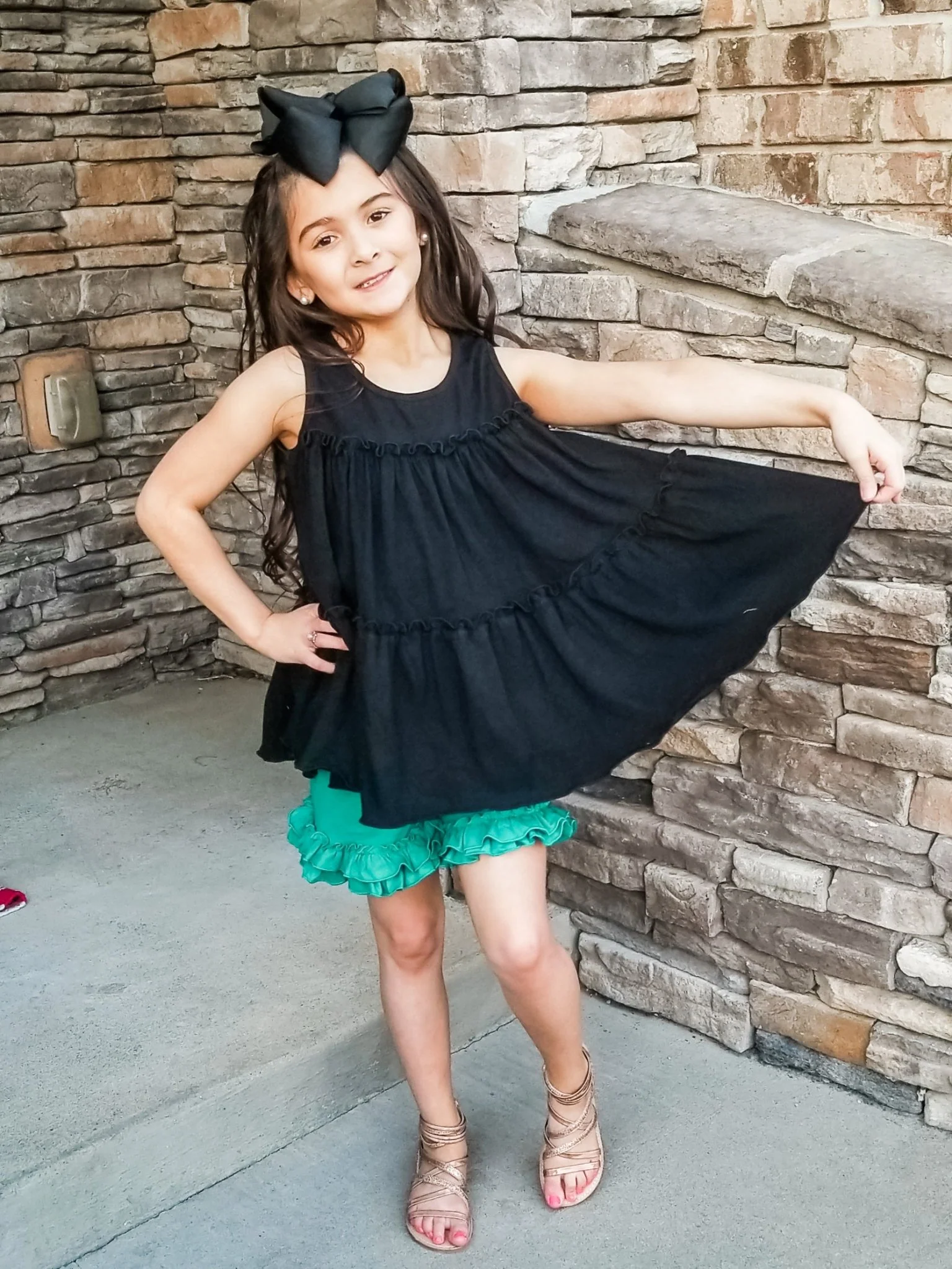 Cotton Swing Ruffle Tank - Black - Image 8