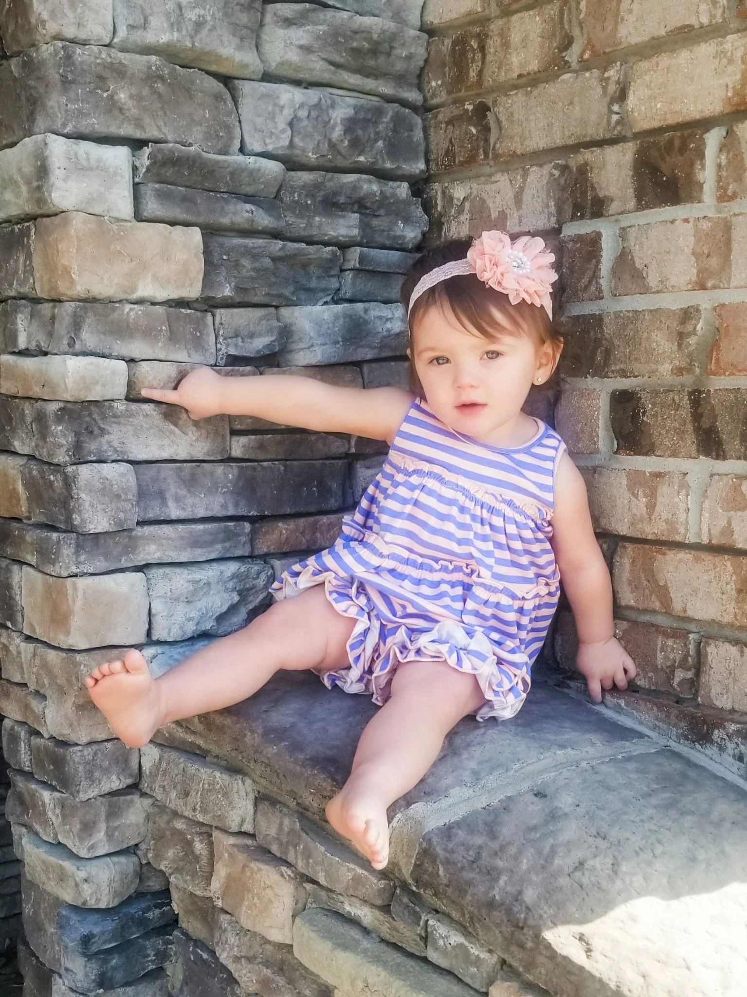 Cotton Swing Ruffle Tank - Peach/Orchid Striped - Image 7