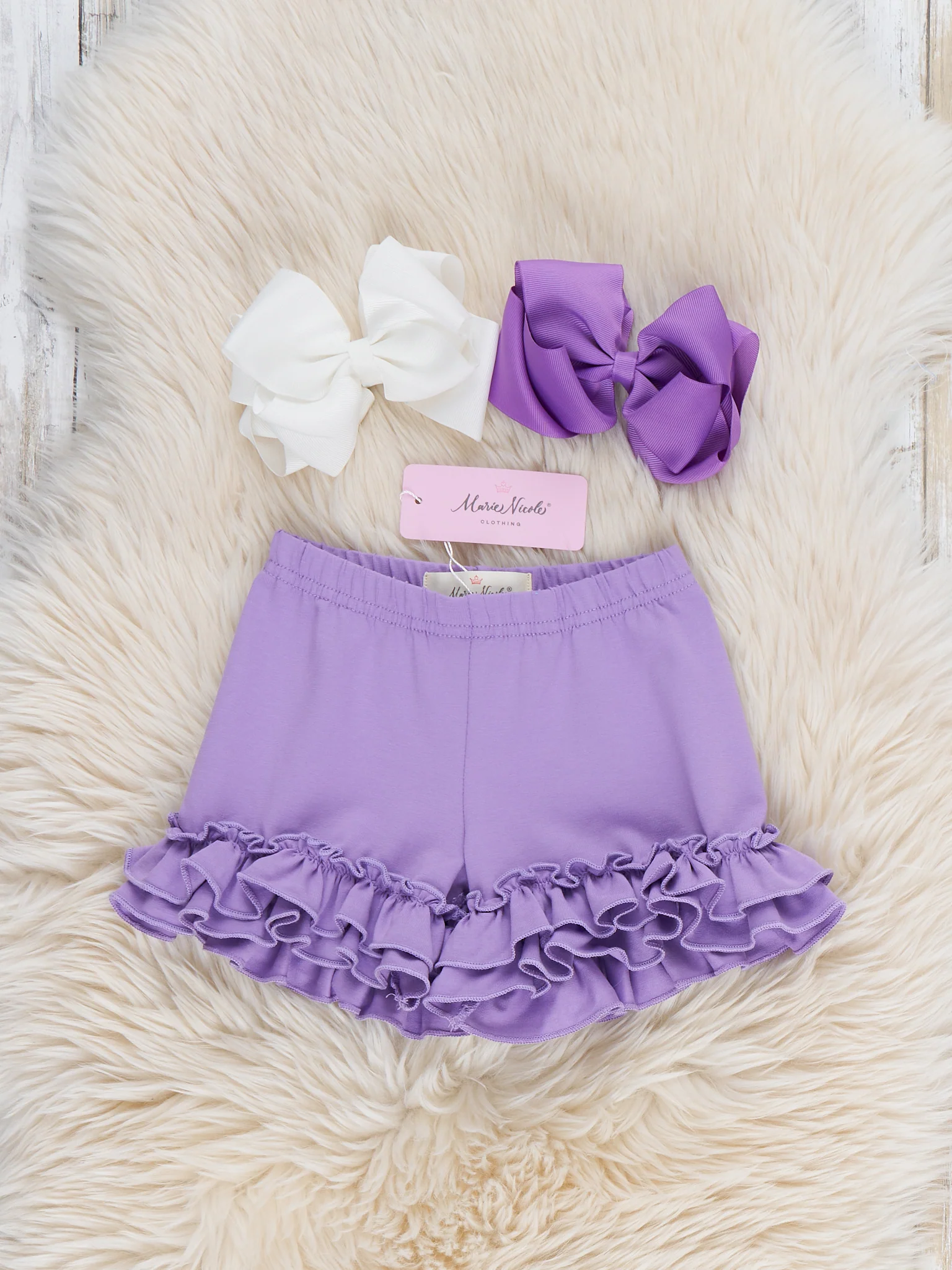 Cotton Ruffle Hem Shorts - Lavender