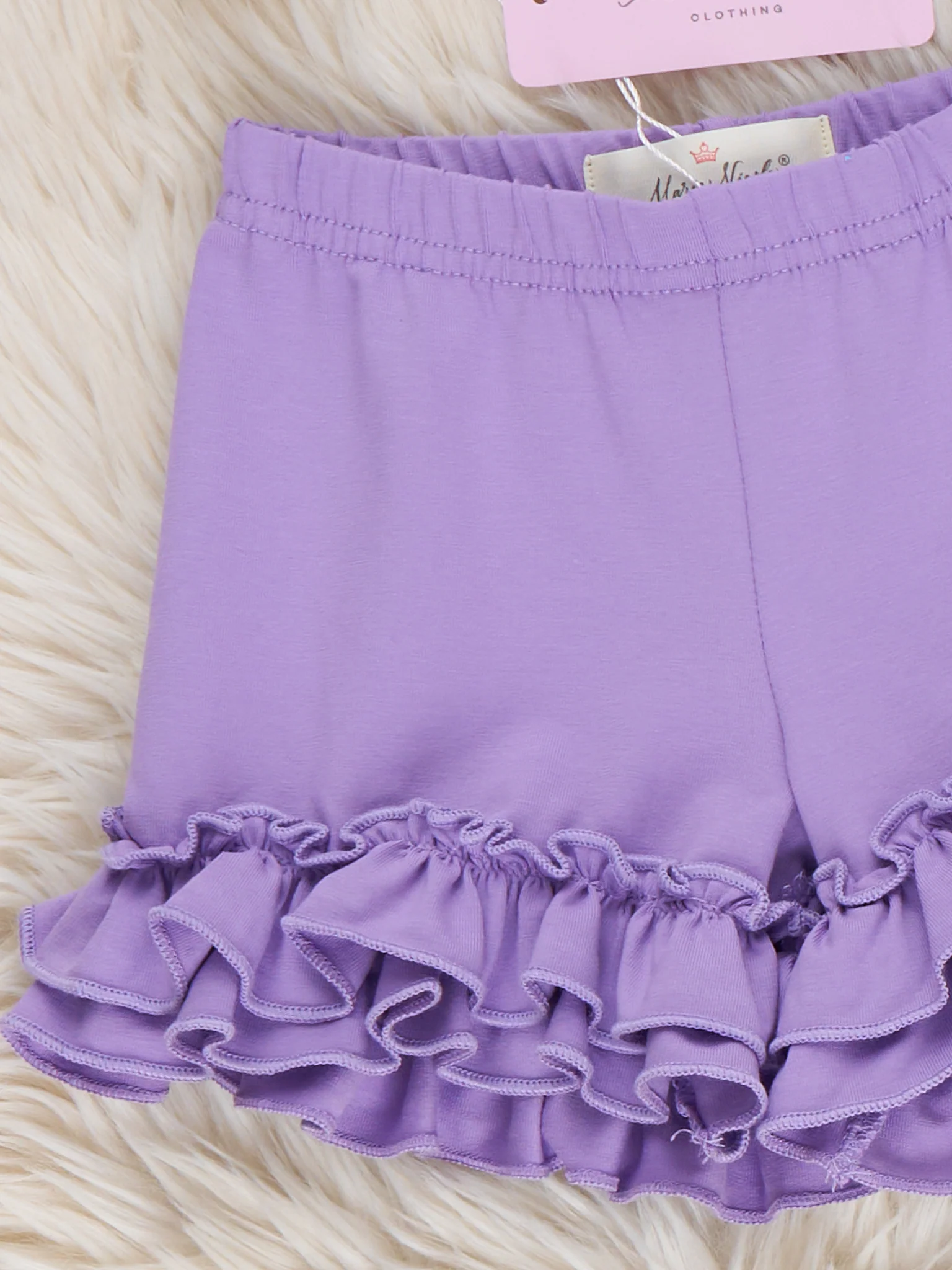 Cotton Ruffle Hem Shorts - Lavender - Image 2