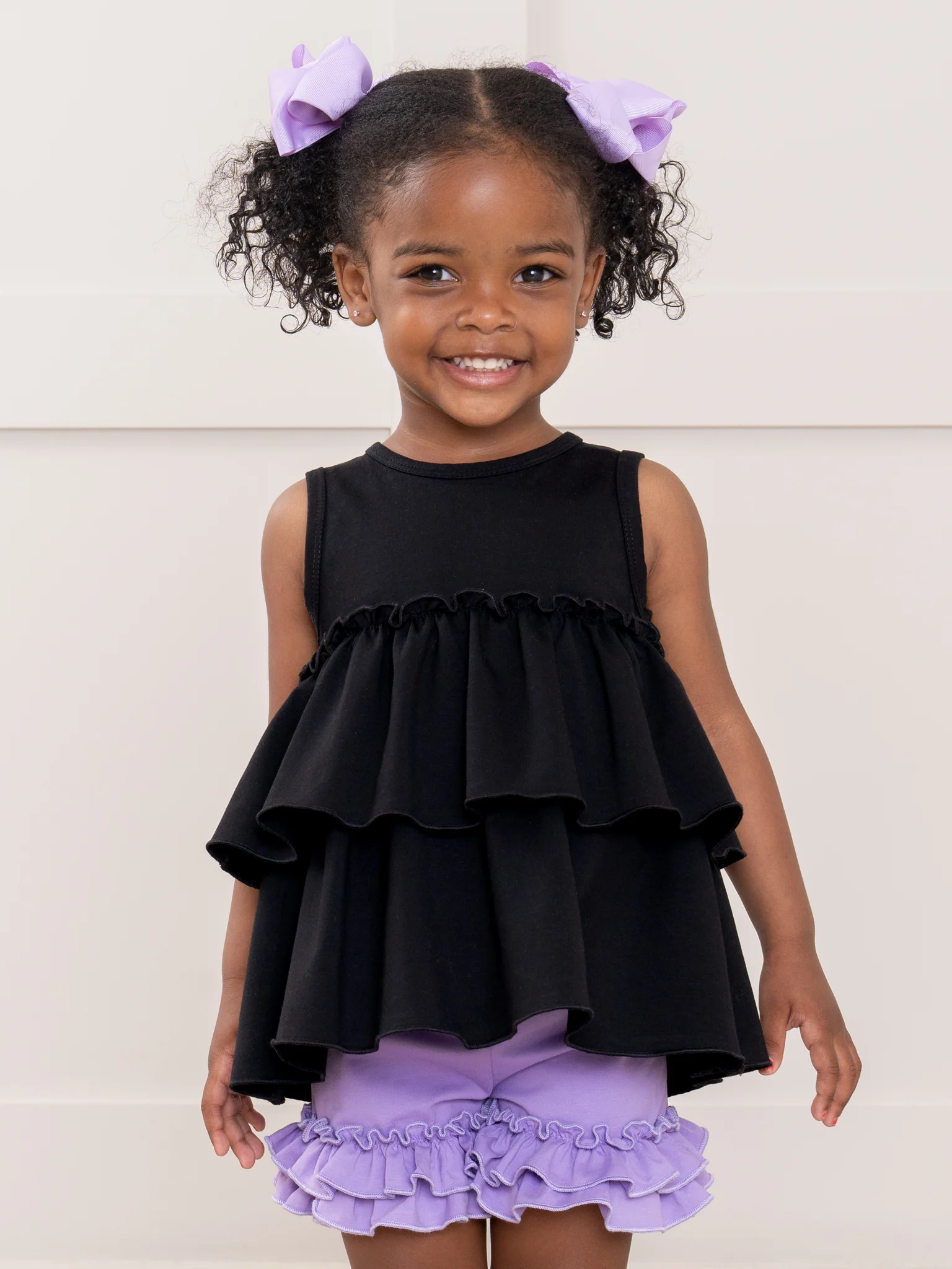 Cotton Ruffle Hem Shorts - Lavender - Image 4