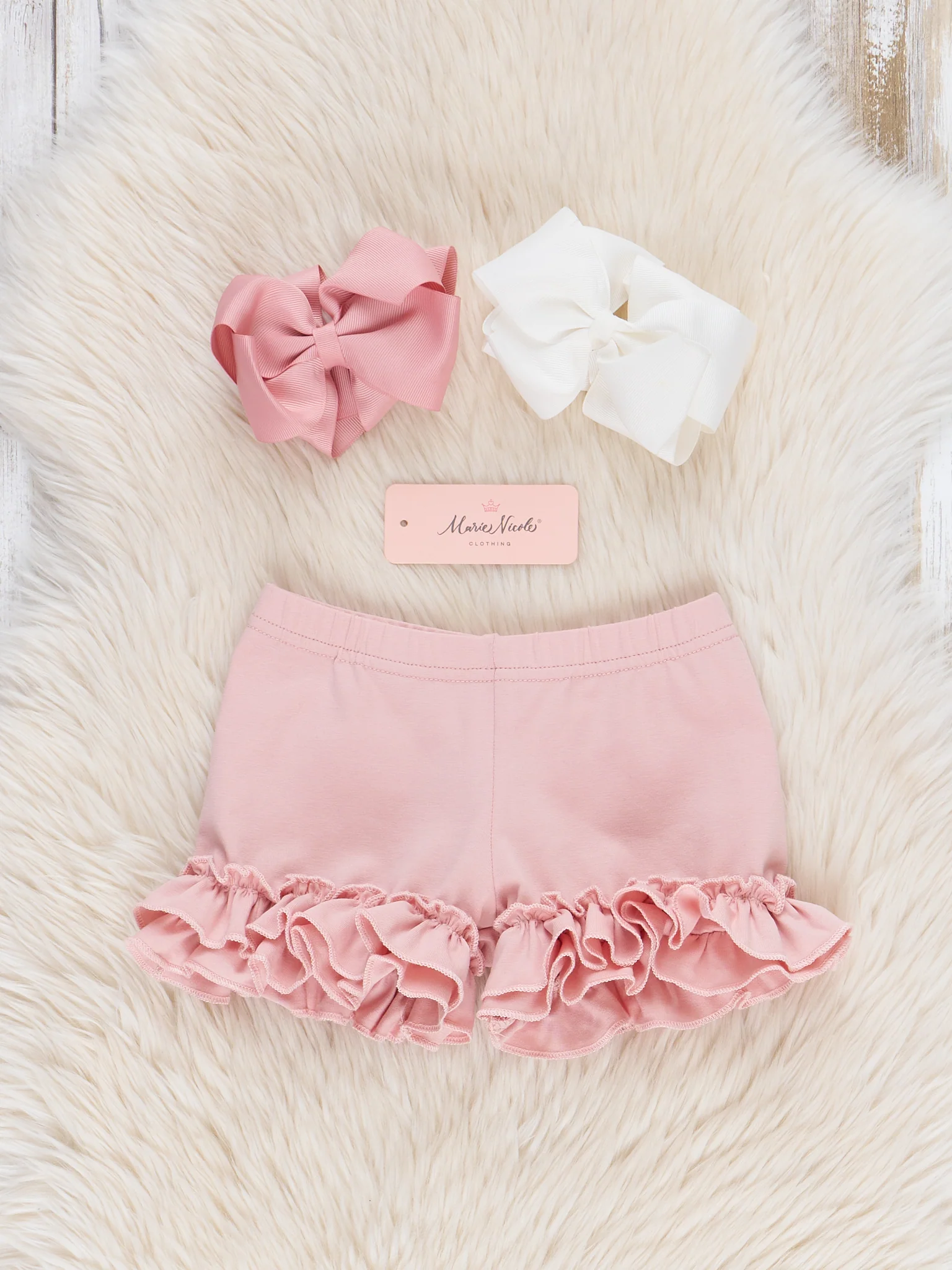 Cotton Ruffle Hem Shorts - Mauve Pink
