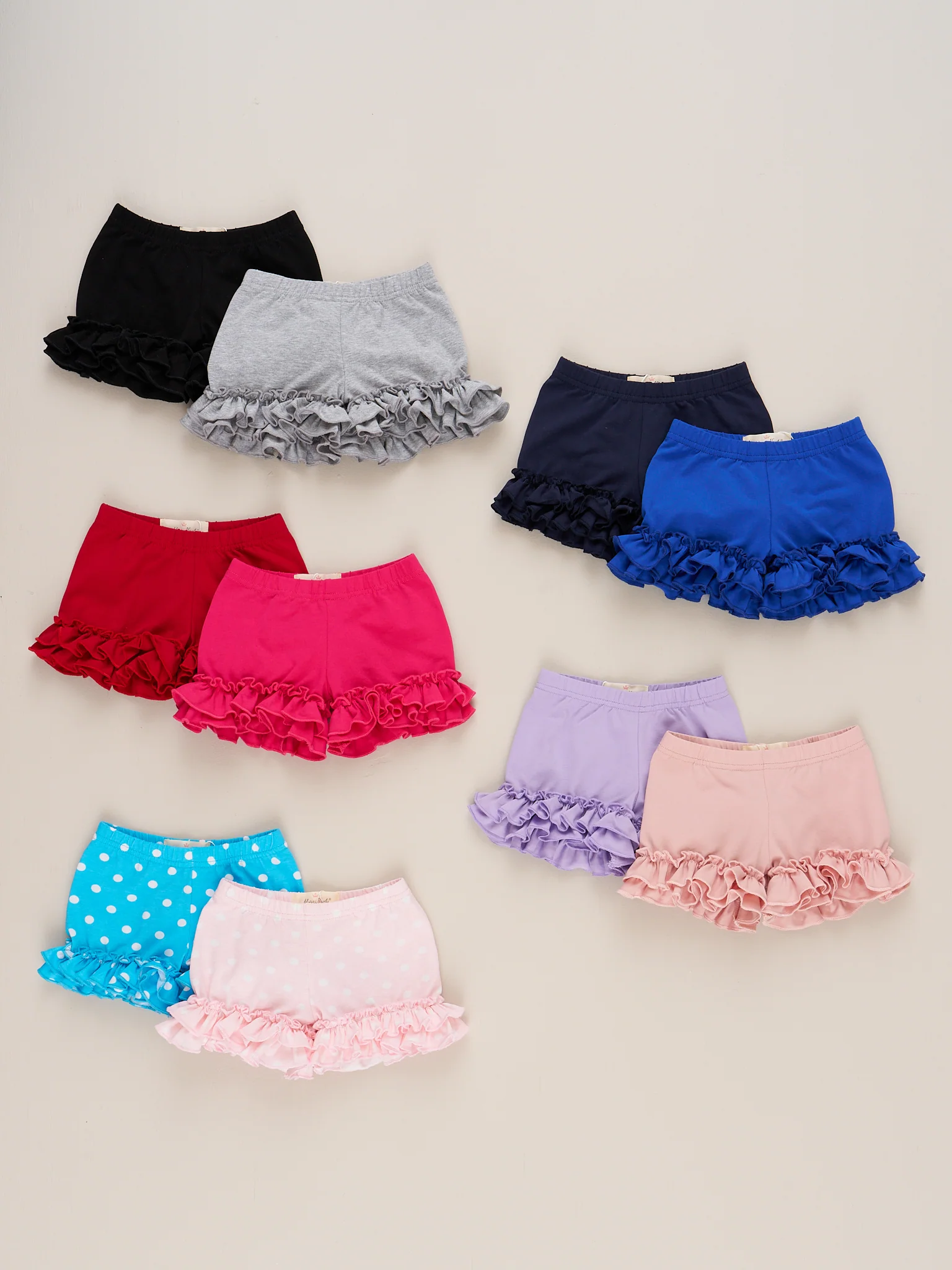 Cotton Ruffle Hem Shorts - Navy - Image 2