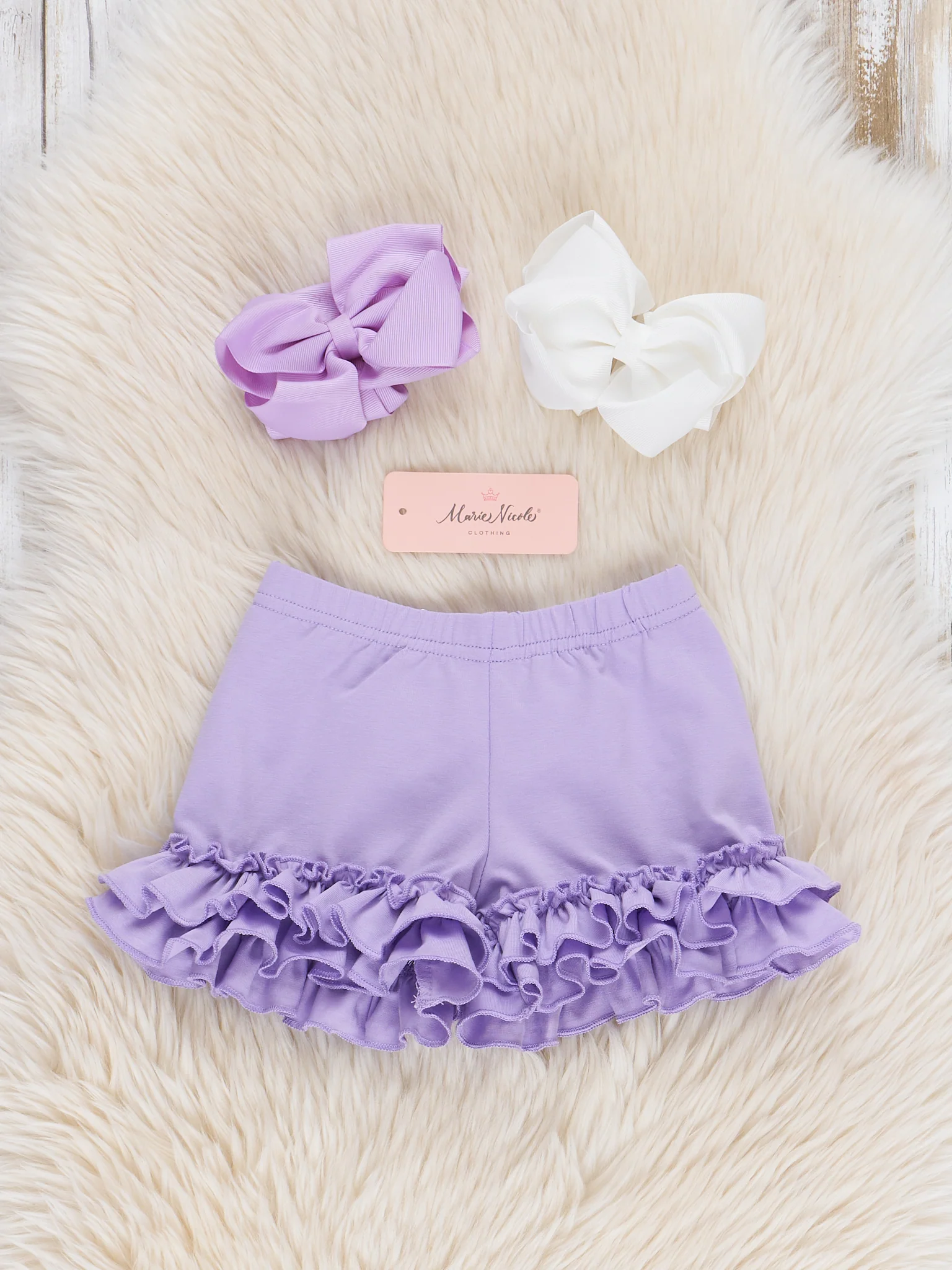 Cotton Ruffle Hem Shorts - Orchid - Image 3