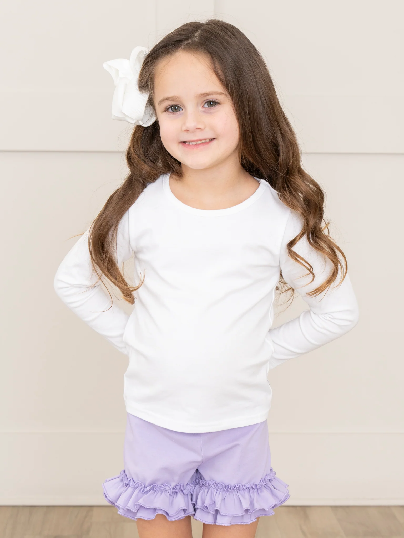 Cotton Ruffle Hem Shorts - Orchid - Image 4