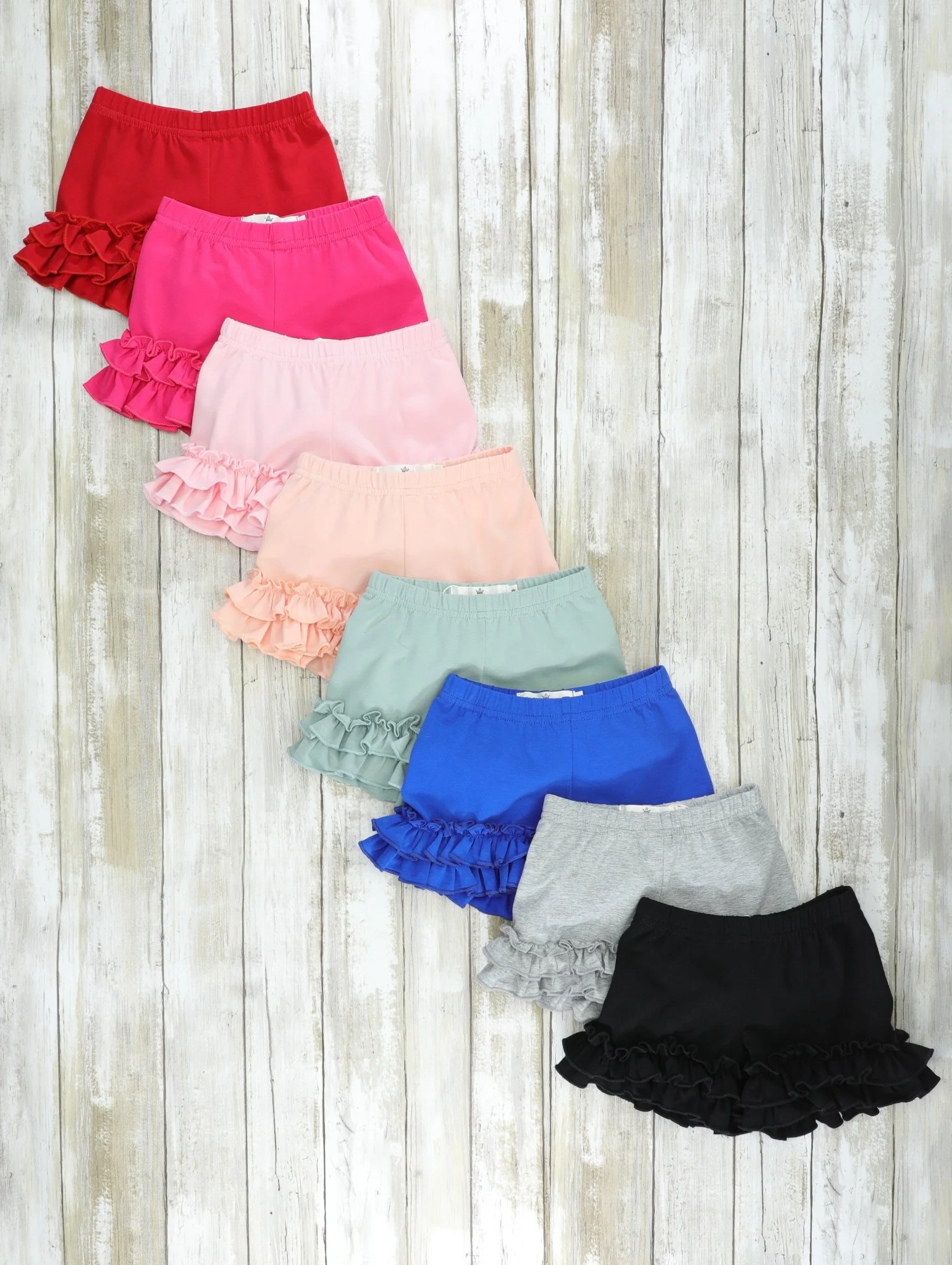 Cotton Ruffle Hem Shorts - Peach - Image 3