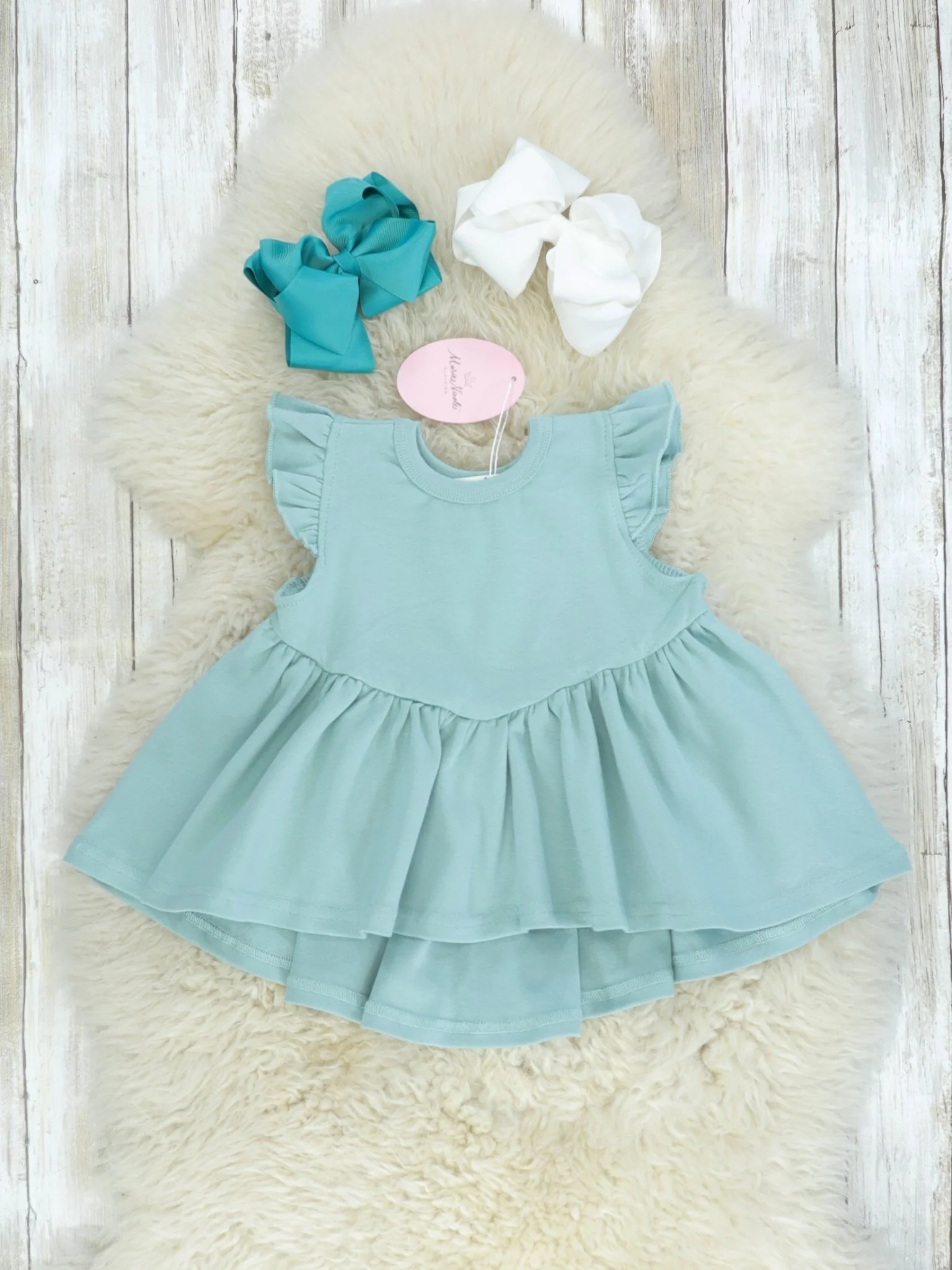Cotton Hi-Lo Ruffle Top - Nile Blue