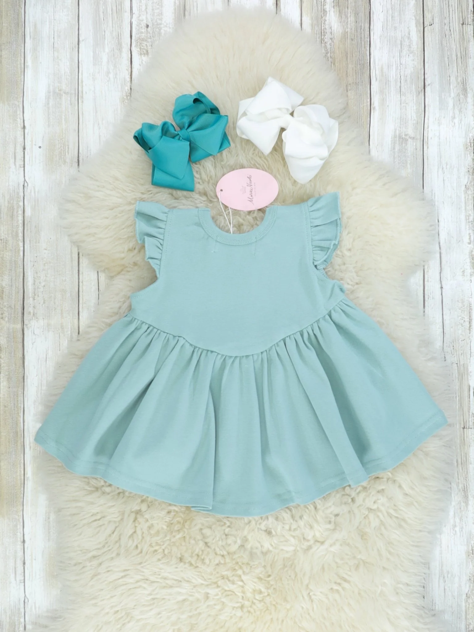 Cotton Hi-Lo Ruffle Top - Nile Blue - Image 2