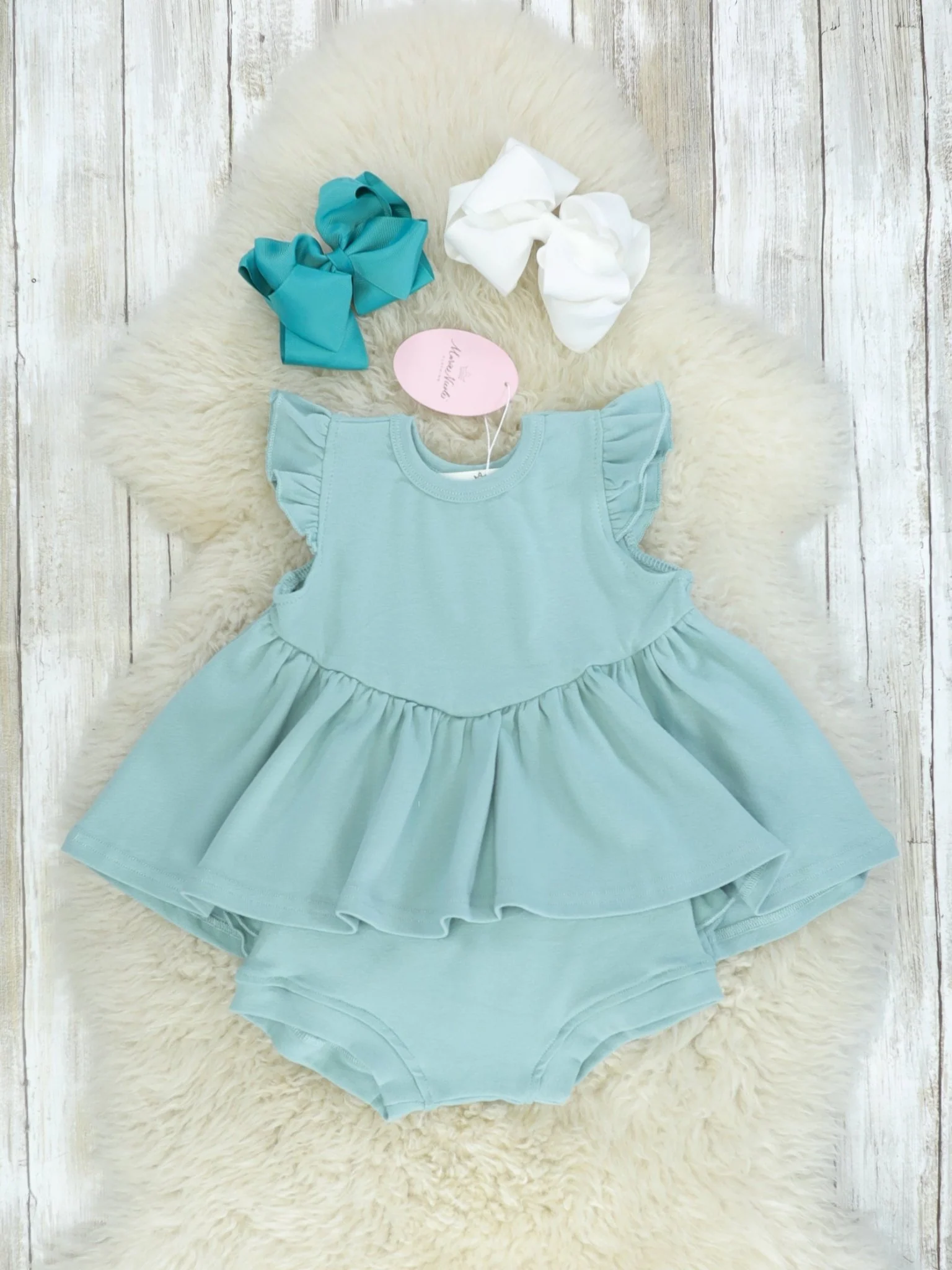 Cotton Hi-Lo Ruffle Top - Nile Blue - Image 4