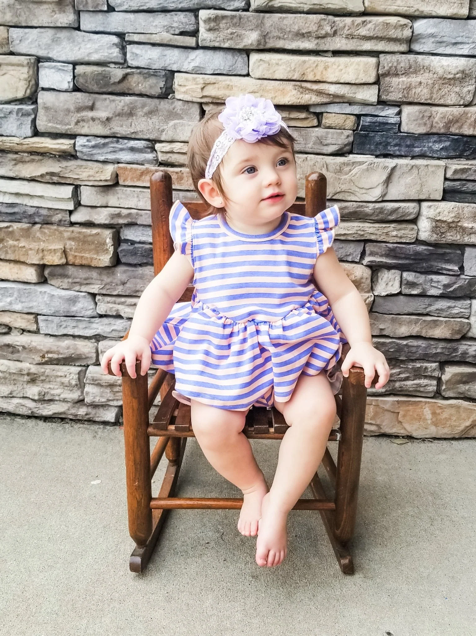 Cotton Hi-Lo Ruffle Top - Peach/Orchid Striped - Image 10