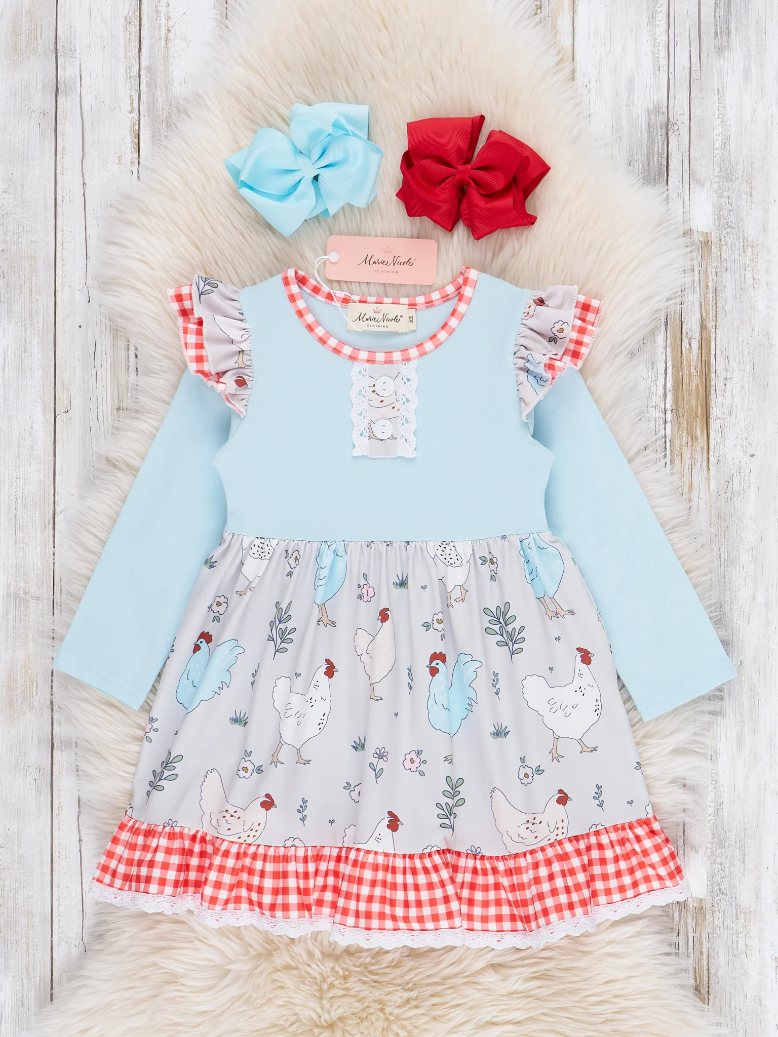 Country Charm Chicken Ruffle Dress - Image 2