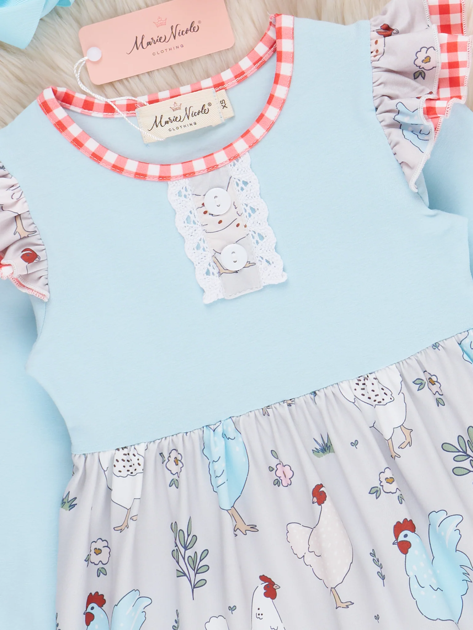 Country Charm Chicken Ruffle Dress - Image 3