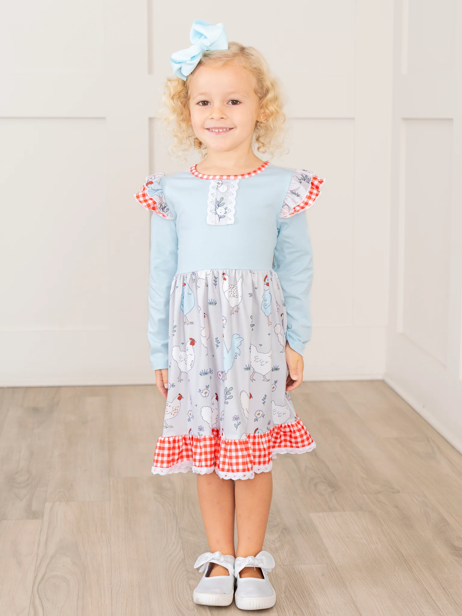 Country Charm Chicken Ruffle Dress - Image 4