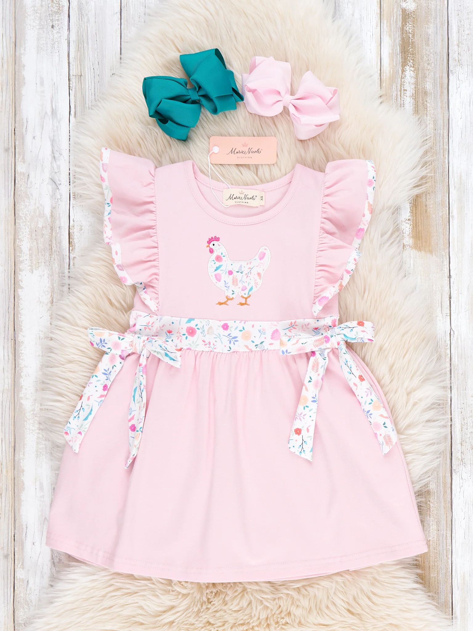 Country Chicken Blossoms Embroidered Ruffle Dress - Image 2